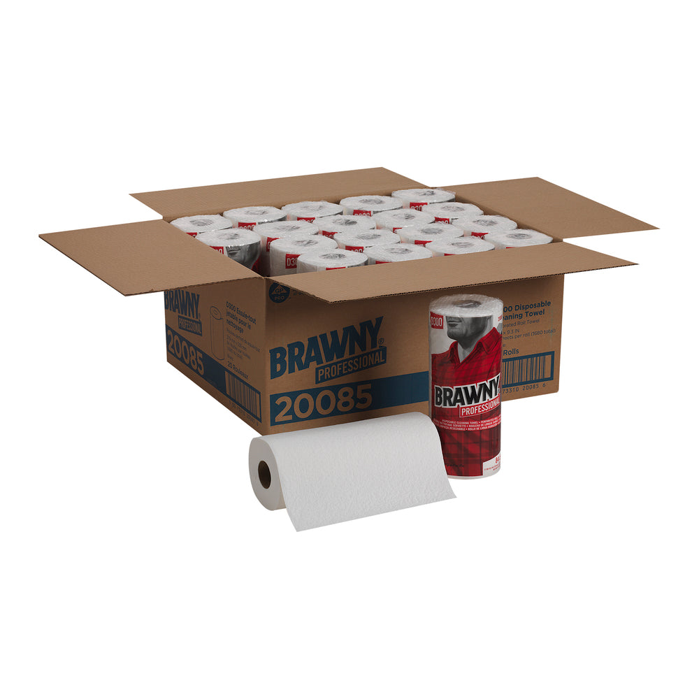 מגבות ניקוי חד פעמיות BRAWNY® PROFESSIONAL D300 מבית GP PRO (ג'ורג'יה פסיפיק), מגבת גליל מחוררת, לבן, (20 גלילים של 216.54 מטר סהכ 4330.70 מטר) 1680 מגבות למארז