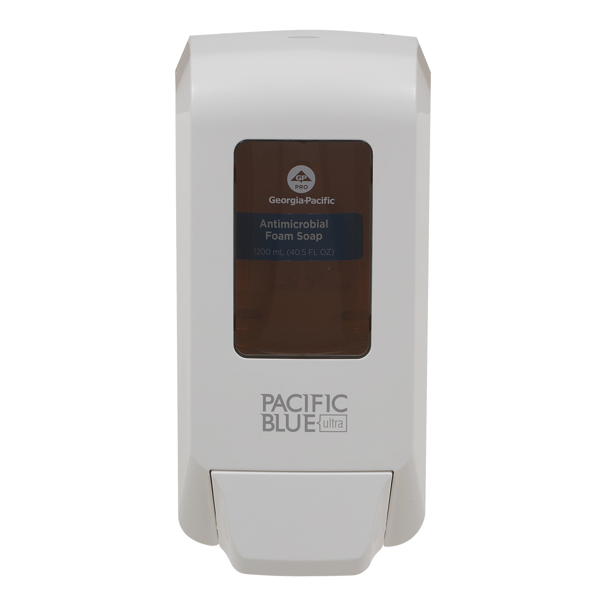 מתקן ידני המותקן על הקיר PACIFIC BLUE ULTRA™ לסבון ידיים מוקצף וחיטוי ידיים מאת GP PRO (ג'ורג'יה פסיפיק), לבן
