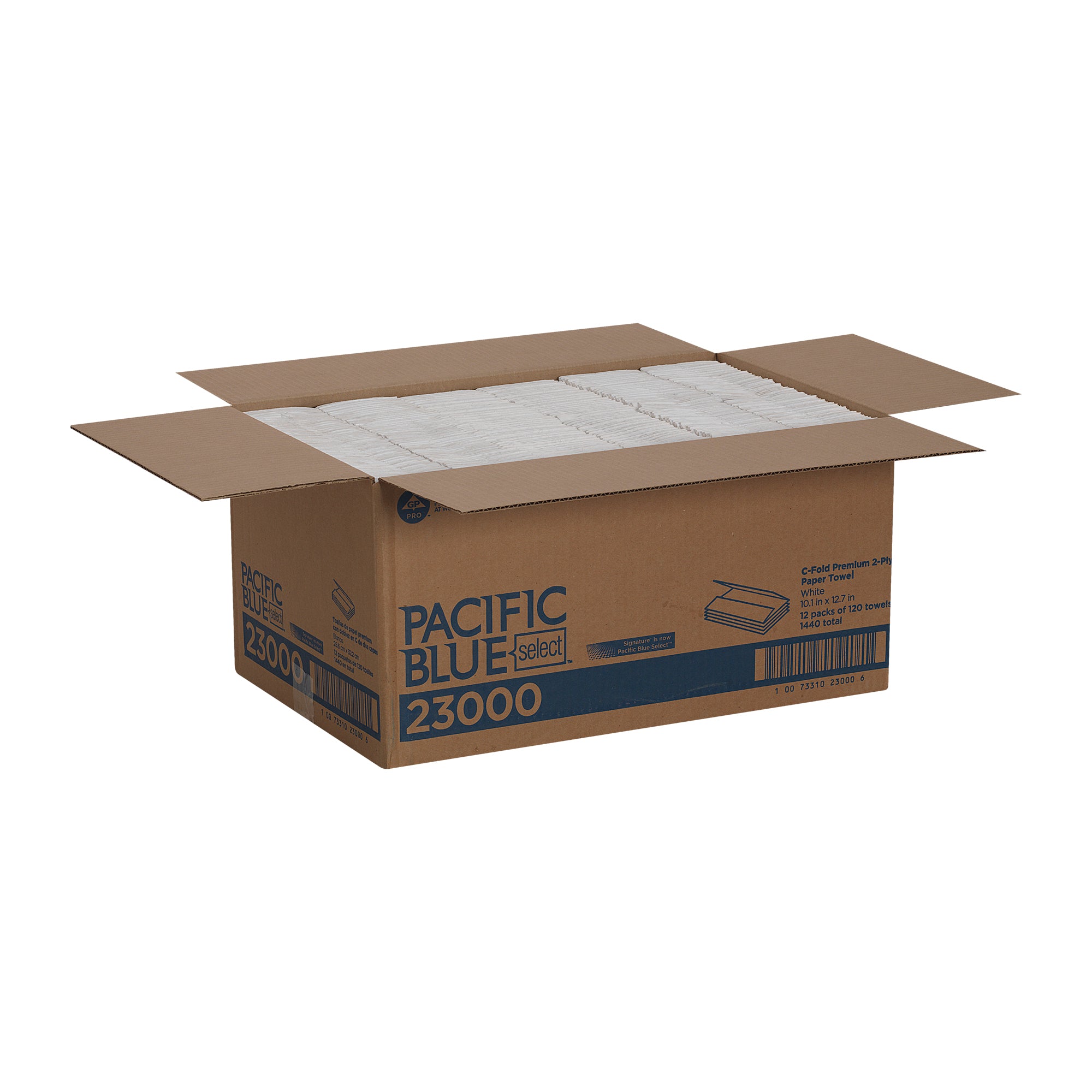 מגבות נייר PACIFIC BLUE BASIC™ פרימיום שתי שכבות בקיפול C מבית GP PRO, לבן, 1,440 מגבות לכל מארז