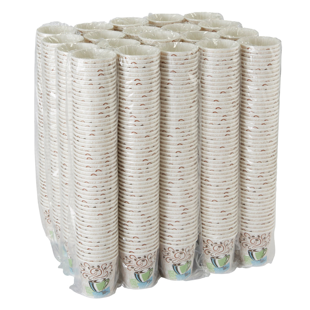 כוסות קפה חם מנייר מבודד DIXIE® PERFECTOUCH® 10 OZ מבית GP PRO (ג'ורג'יה פסיפיק), מתאימות למכסים גדולים, ערפל קפה, 1,000 כוסות/מארז