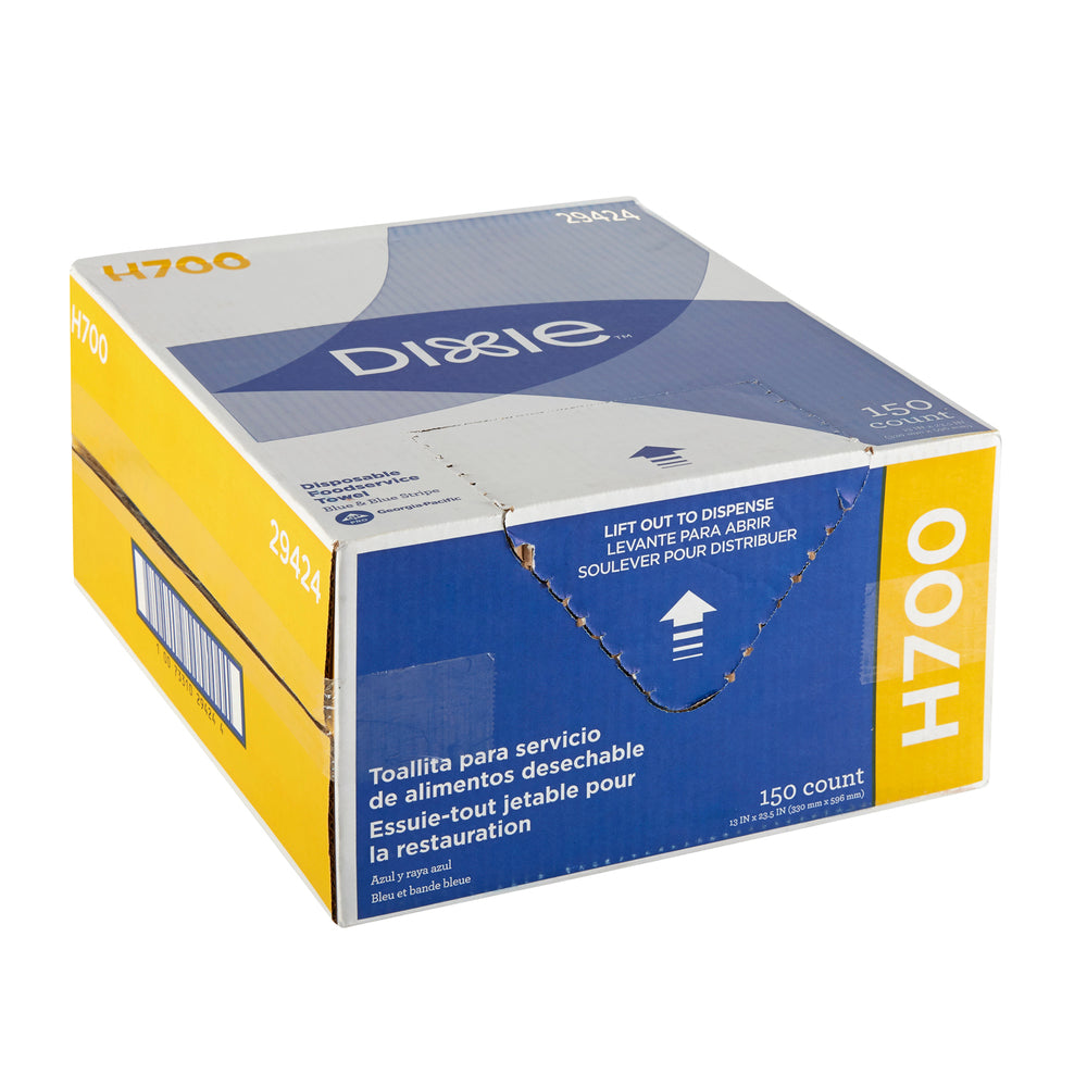 מגבות שירות מזון חד פעמיות DIXIE® H700 מאת GP PRO (ג'ורג'יה-פסיפיק), פס כחול כחול, 150 מגבות בקופסה