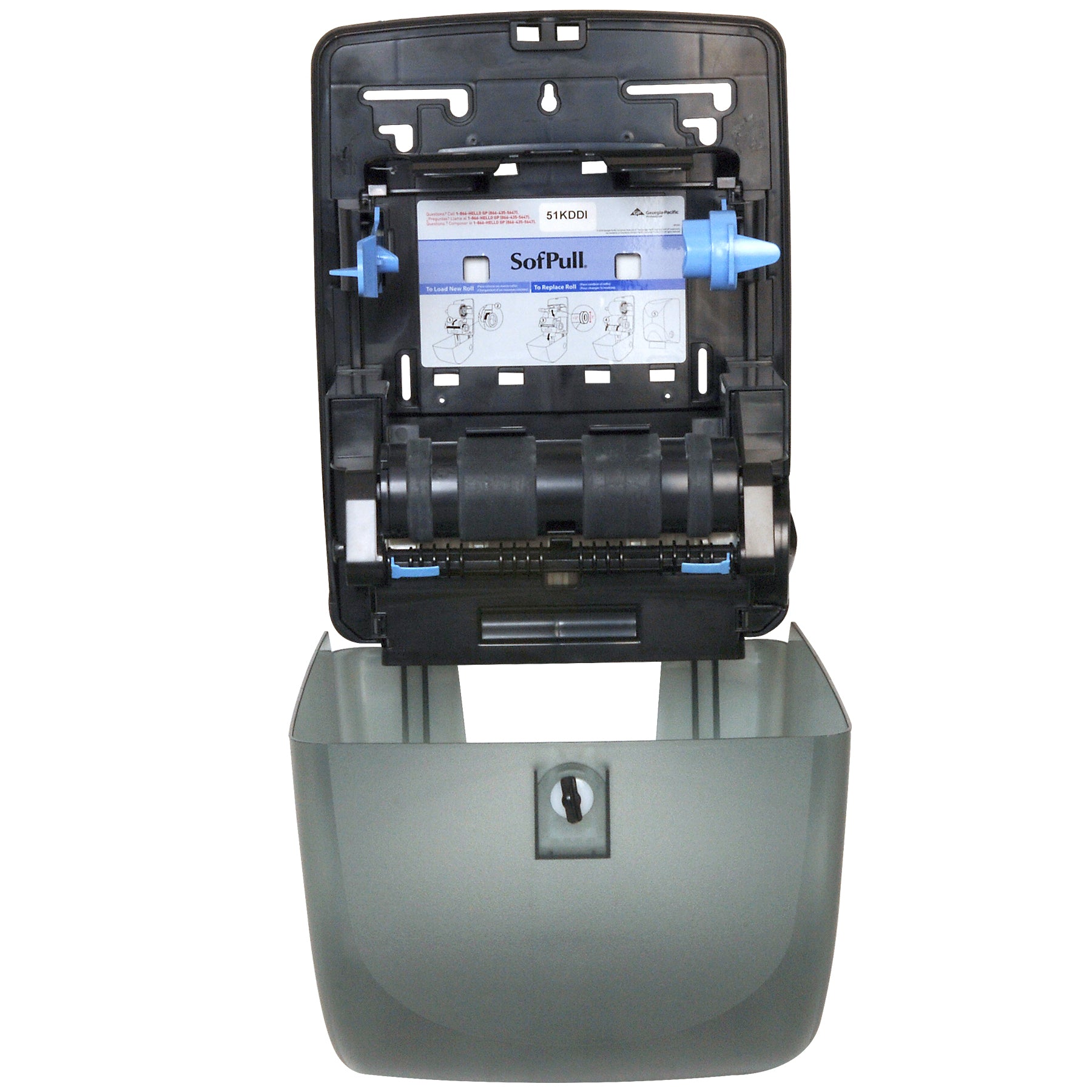 מתקן מגבות נייר מכני עמיד במים SOFPULL® מבית GP PRO (ג'ורג'יה פסיפיק), עשן, מתקן אחד