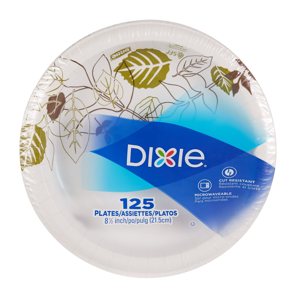 צלחות נייר עבות (IN 8 1/2) מסדרת DIXIE® מאת GP PRO (ג'ורג'יה-פסיפיק), איור עלים®, (4 חבילות של 125 צלחות סהכ 500 צלחות)