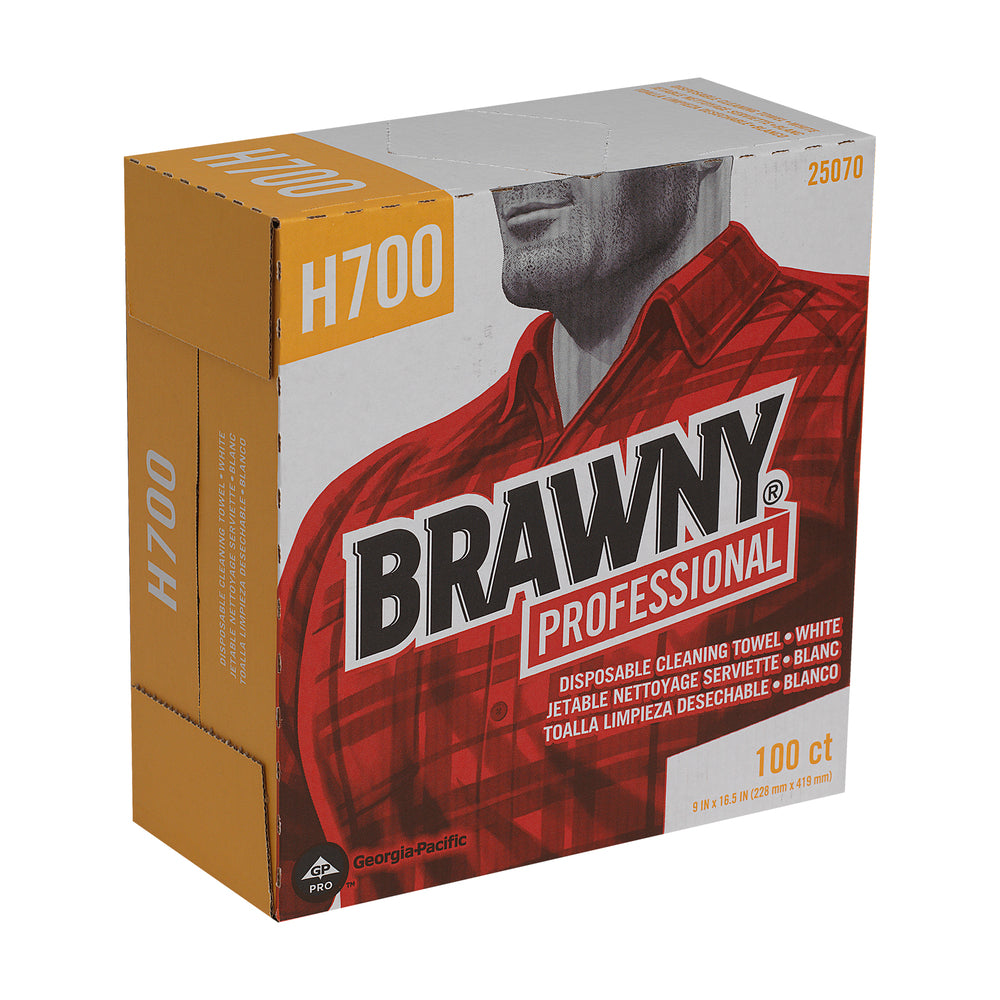 מגבות ניקוי חד פעמיות BRAWNY® PROFESSIONAL H700, קופסה גבוהה, לבן, (5 קופסאות של 100 מגבות סהכ 500 מגבות)