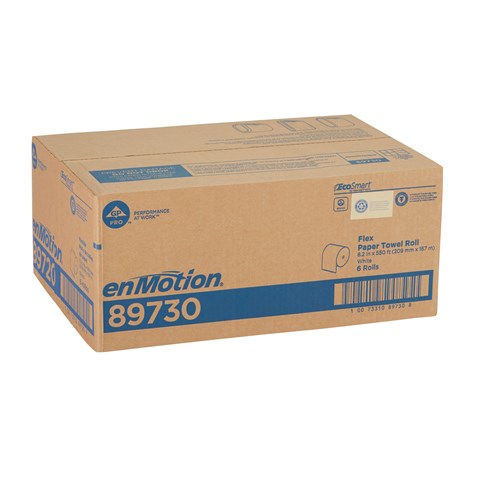 גלילי מגבות נייר ממוחזרים ENMOTION® FLEX מבית GP PRO (ג'ורג'יה פסיפיק), לבן, (6 גלילים של 167.64 מטרים סהכ 1,005.84 מטרים)