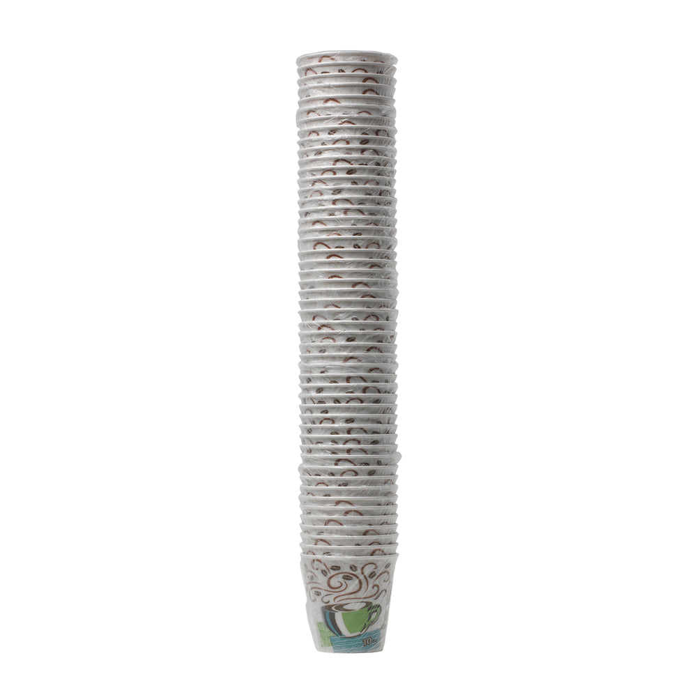 DIXIE® PERFECTOUCH® 10 OZ כוסות קפה חמות מנייר עטופות מבודדות מבית GP PRO, מתאימות למכסים גדולים, ערפל קפה, 1,000 כוסות/מארז