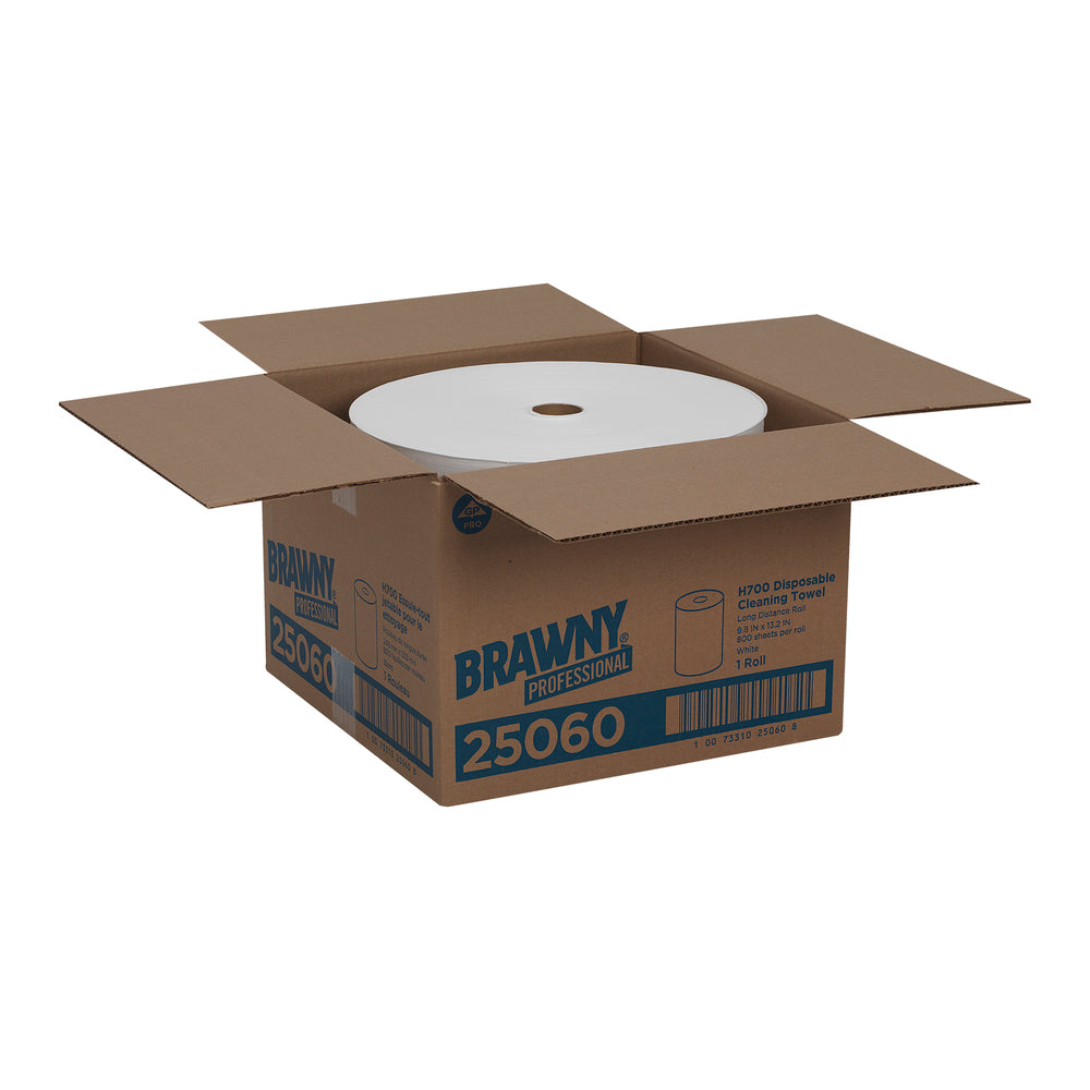 מגבות ניקוי חד פעמיות BRAWNY® PROFESSIONAL H700 מבית GP PRO (ג'ורג'יה פסיפיק), לבן(גליל אחד של 274.85 מטר) 800 מגבות למארז