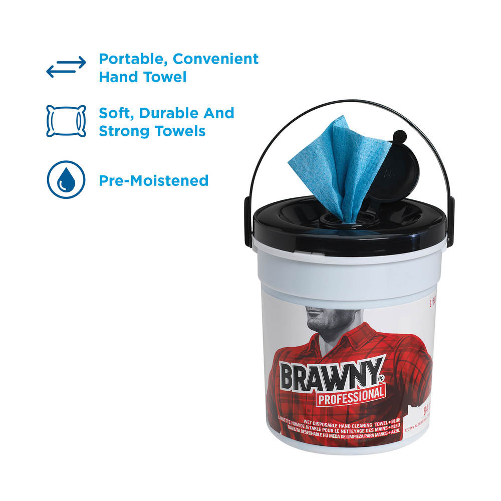 מגבות ניקוי ידיים רטובות חד פעמיות של BRAWNY® מבית GP PRO (ג'ורג'יה פסיפיק), כחול, (6 מארזים של 84 מגבות סהכ 504 מגבות)