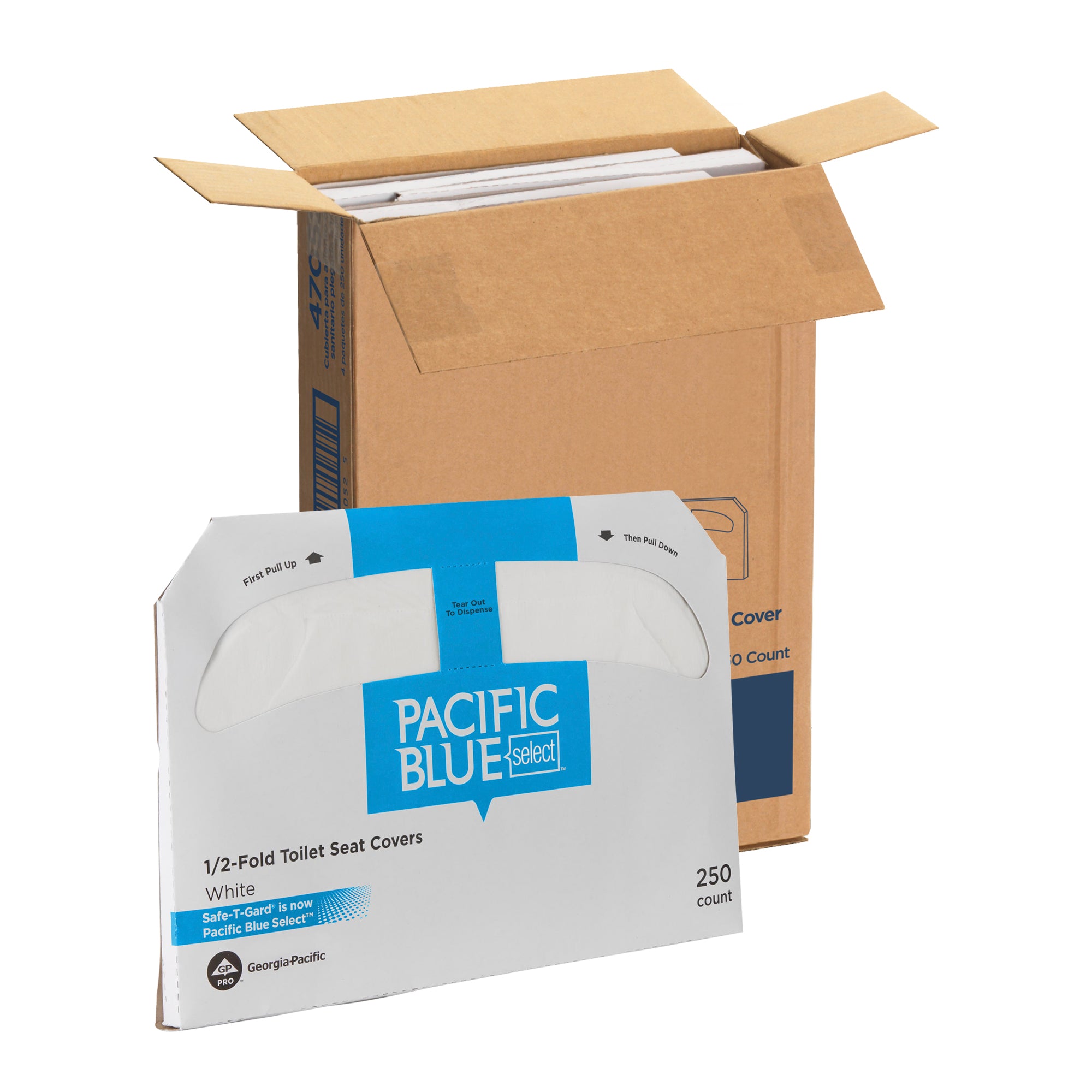 כיסוי מושב אסלה מתקפל ל- 1/2 PACIFIC BLUE SELECT® מבית GP PRO (ג'ורג'יה פסיפיק), לבן, 1,000 כיסויים לכל מארז
