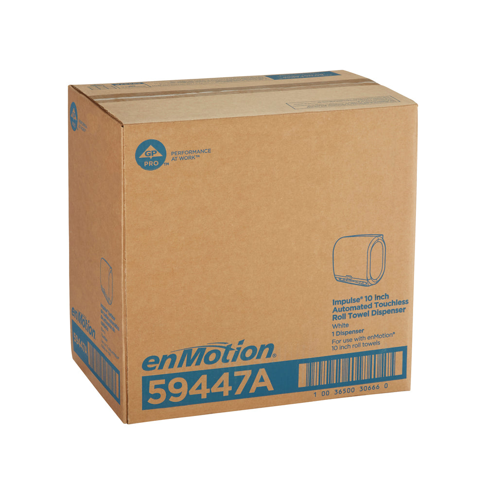 מתקן מגבות נייר אוטומטי ללא מגע עם גליל אחד ENMOTION® IMPULS® 10 מבית GP PRO (ג'ורג'יה פסיפיק), לבן, מתקן אחד