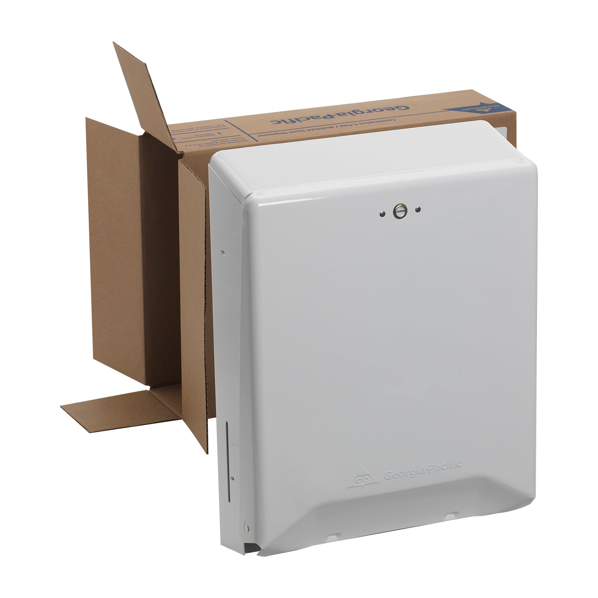 מתקן מגבות נייר C-FOLD/M-FOLD מאת GP PRO (ג'ורג'יה-פסיפיק), מתכת לבנה, מתקן אחד
