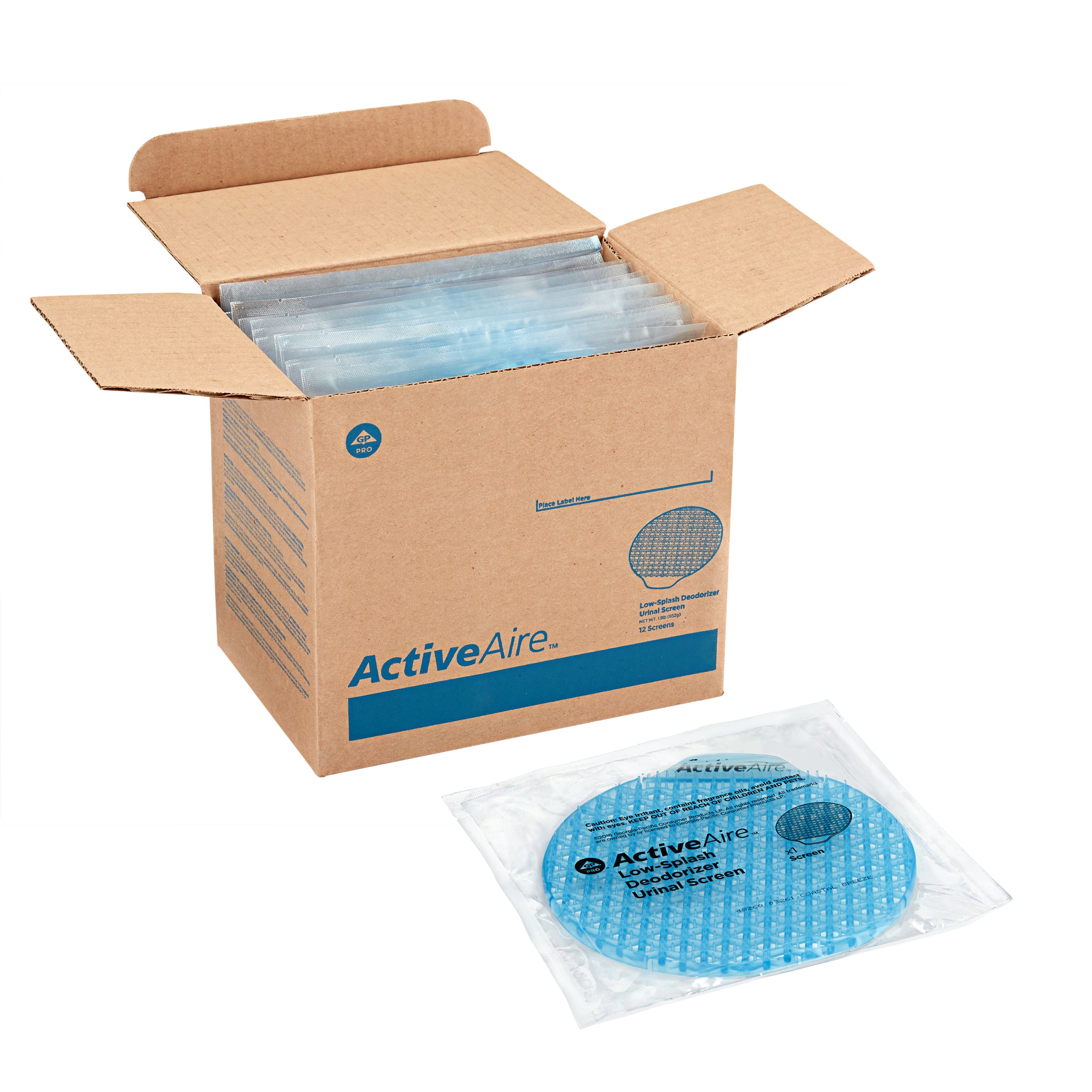 מסכי שתן מסיר ריח פרימיום מסוג ACTIVEAIRE® מבית GP PRO (ג'ורג'יה פסיפיק), רוח חוף, 12 מסכים לכל מארז
