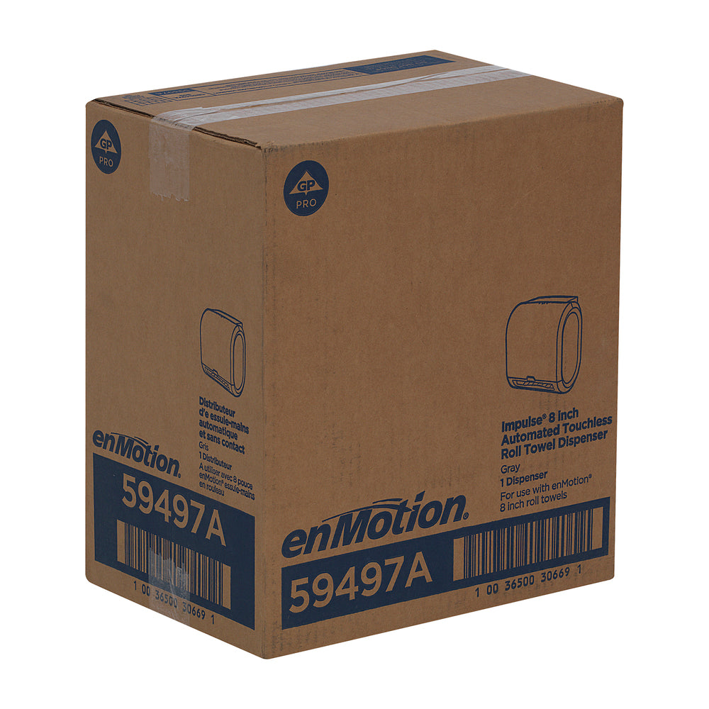 מתקן מגבות נייר אוטומטי ללא מגע בעל גליל אחד ENMOTION® IMPULS® 8 מבית GP PRO (ג'ורג'יה פסיפיק), אפור