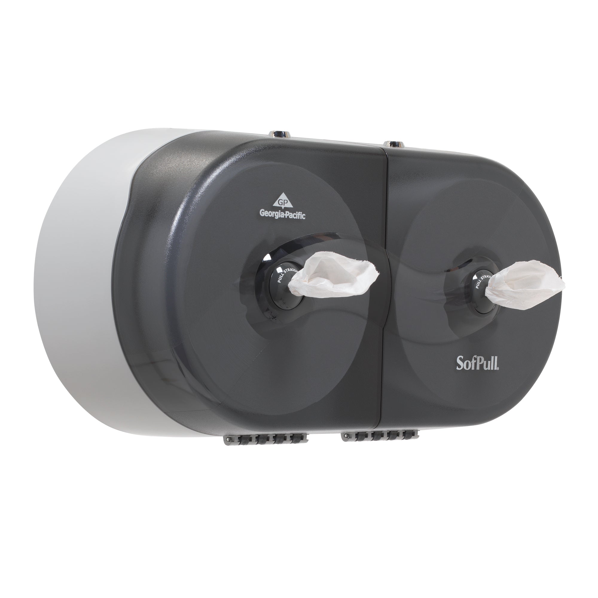 מתקן נייר טואלט בעל קיבולת גבוהה של SOFPULL® עם שני גלילים זה לצד זה מבית GP PRO (ג'ורג'יה פסיפיק), עשן, מתקן אחד