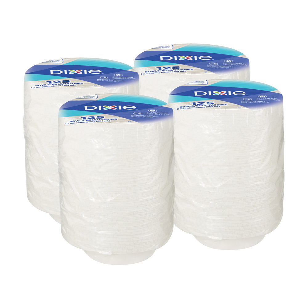 קערות נייר עבות (12 OZ) DIXIE® מבית GP PRO (ג'ורג'יה פסיפיק), לבן, 500 קערות לכל מארז