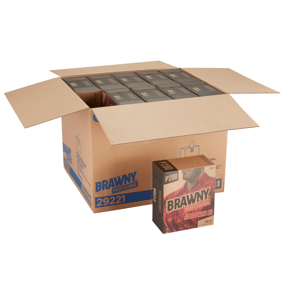 מגבות ניקוי חד פעמיות מסוג BRAWNY® PROFESSIONAL P200, קפל ¼, לבן, (20 קופסאות של 148 מגבות סהכ 2960 מגבות)