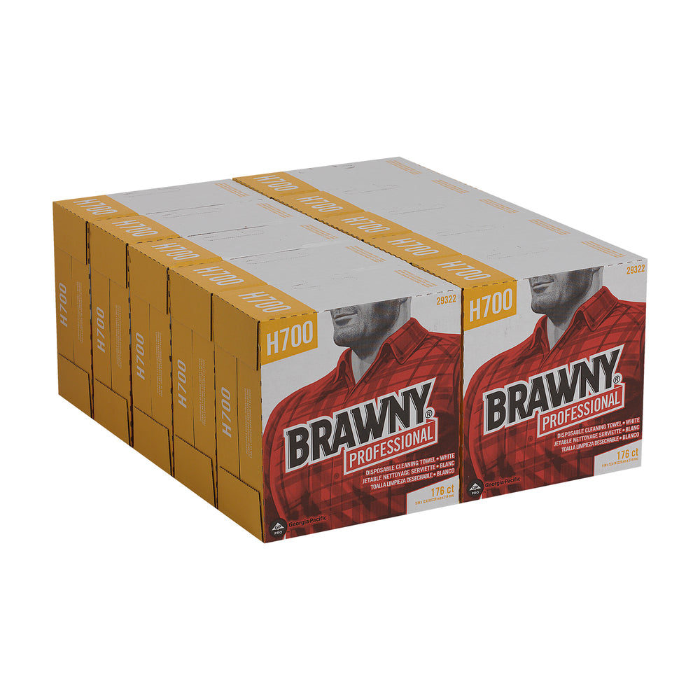 מגבות ניקוי חד פעמיות BRAWNY® PROFESSIONAL H700 מבית GP PRO (ג'ורג'יה פסיפיק), קופסה גבוהה, לבן, (10 קופסאות של 176 מגבות סהכ 1,760 מגבות)
