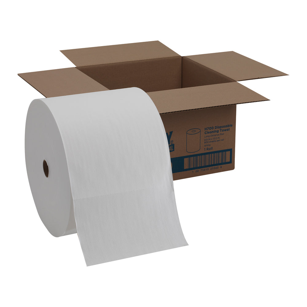 מגבות ניקוי חד פעמיות BRAWNY® PROFESSIONAL H700 מבית GP PRO (ג'ורג'יה פסיפיק), לבן(גליל אחד של 274.85 מטר) 800 מגבות למארז