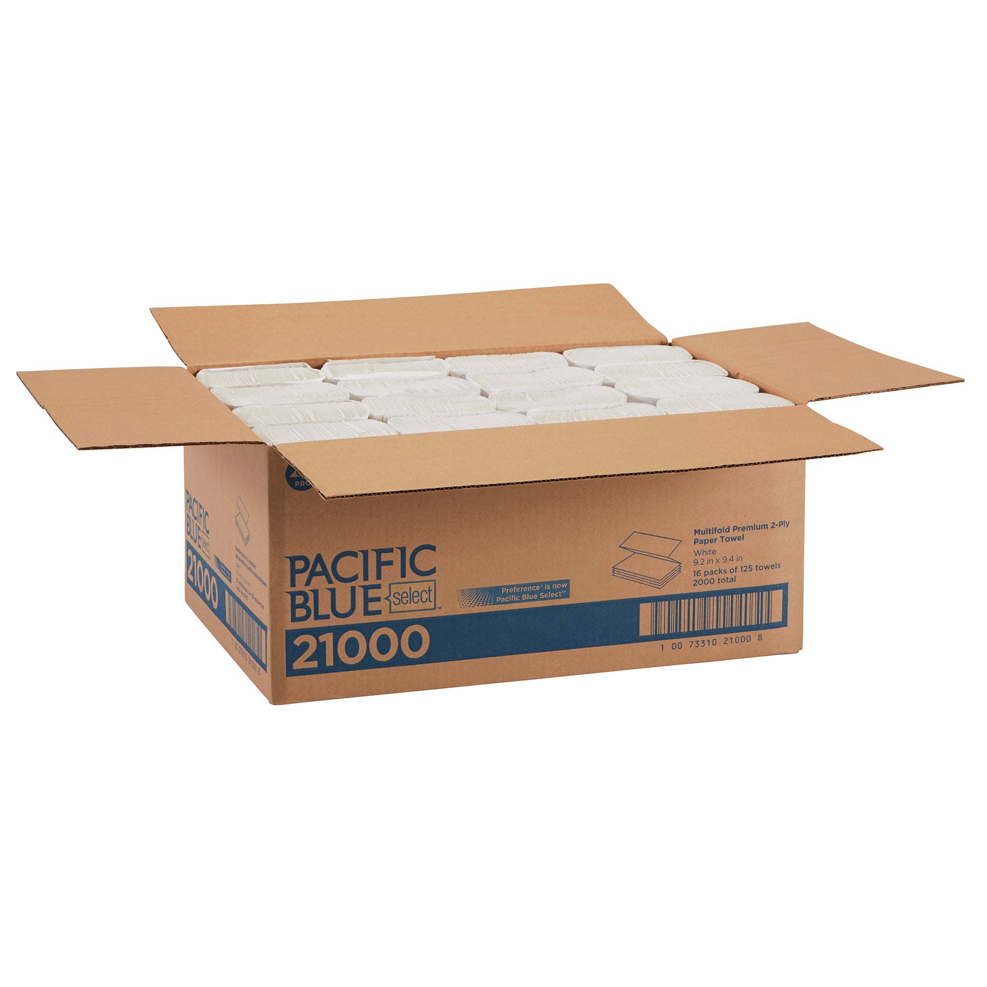 מגבות נייר דו-שכבתיות פרימיום מרובות קפלים PACIFIC BLUE BASIC™ מבית GP PRO, לבן, (16 חבילות של 125 גליונות סהכ 2000 גליונות)