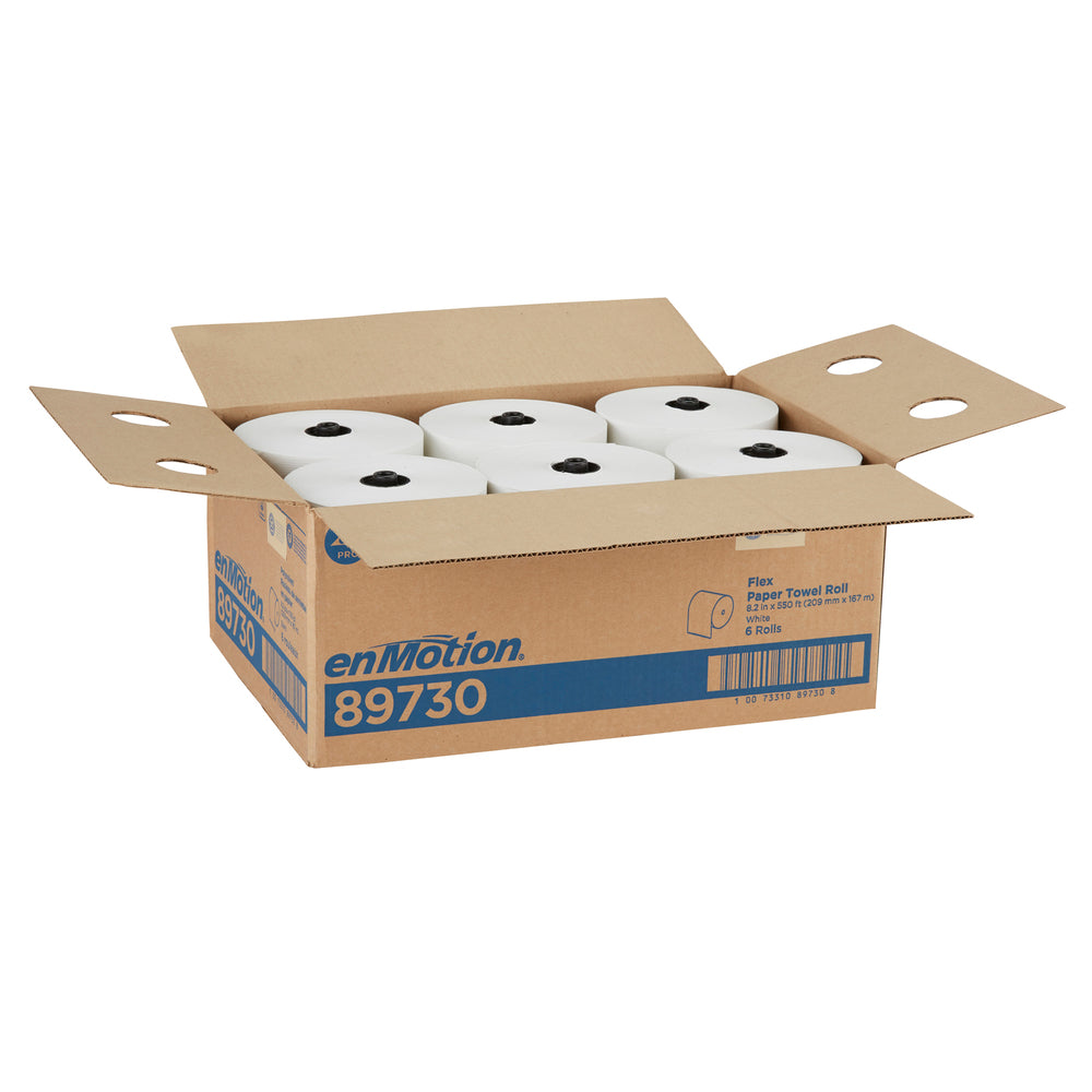 גלילי מגבות נייר ממוחזרים ENMOTION® FLEX מבית GP PRO (ג'ורג'יה פסיפיק), לבן, (6 גלילים של 167.64 מטרים סהכ 1,005.84 מטרים)