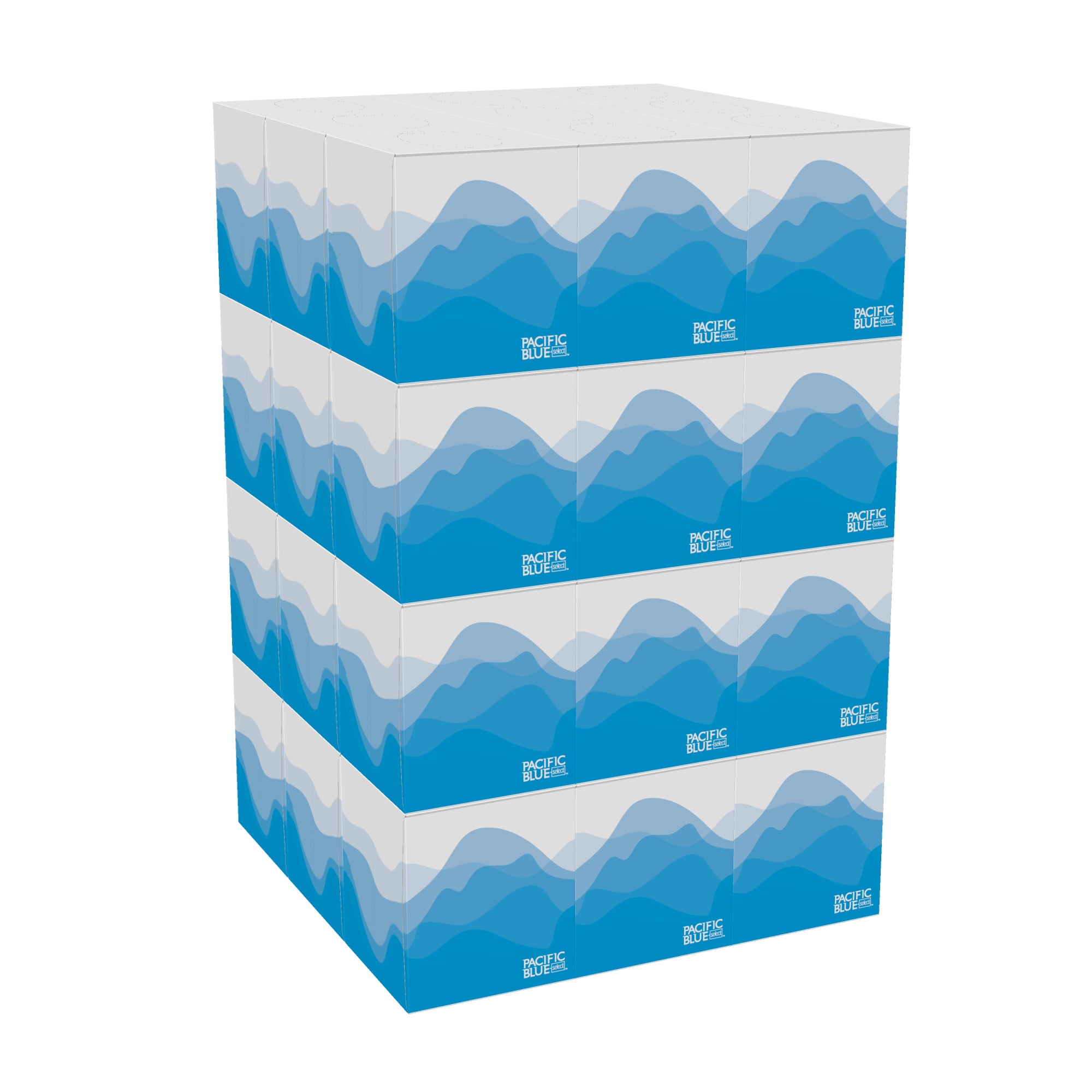 רקמת פנים דו-שכבתית PACIFIC BLUE BASIC™ מאת GP PRO (ג'ורג'יה פסיפיק), קופסת קוביות, (36 קופסאות של 100 גליונות סהכ 3,600 גליונות)