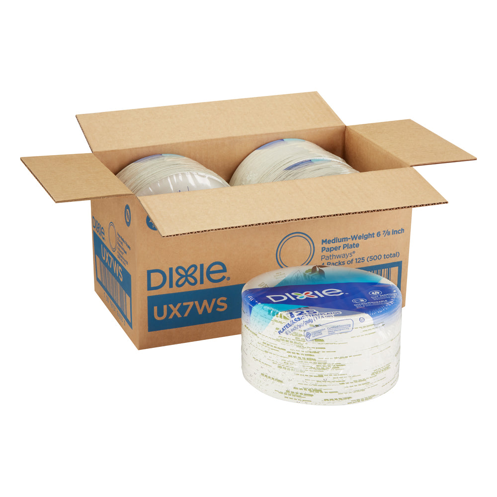 צלחות נייר עבות (IN 6 7/8) מסדרת DIXIE® מאת GP PRO (ג'ורג'יה-פסיפיק), איור עלים®, 500 צלחות לכל מארז
