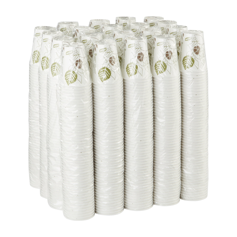 כוסות חמות מנייר DIXIE® 8 OZ מבית GP PRO (ג'ורג'יה פסיפיק), מתאימות למכסים קטנים, איור עלים®, 1,000 כוסות לכל מארז, ( 20 שרוולים של 50 כוסות )