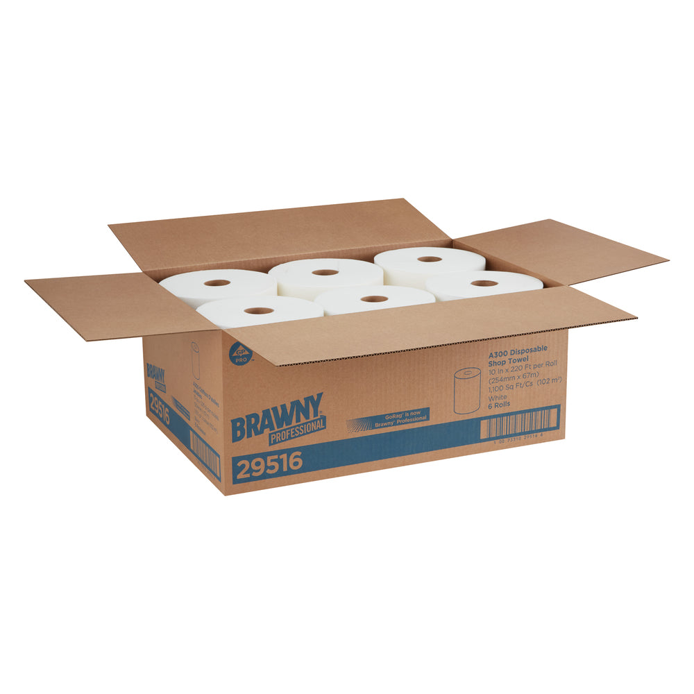 מילוי מגבות חד פעמיות של BRAWNY® PROFESSIONAL A300 מבית GP PRO (ג'ורג'יה פסיפיק), לבן, (6 גלילים של 67.06 מטרים סהכ 402.34 מטרים)