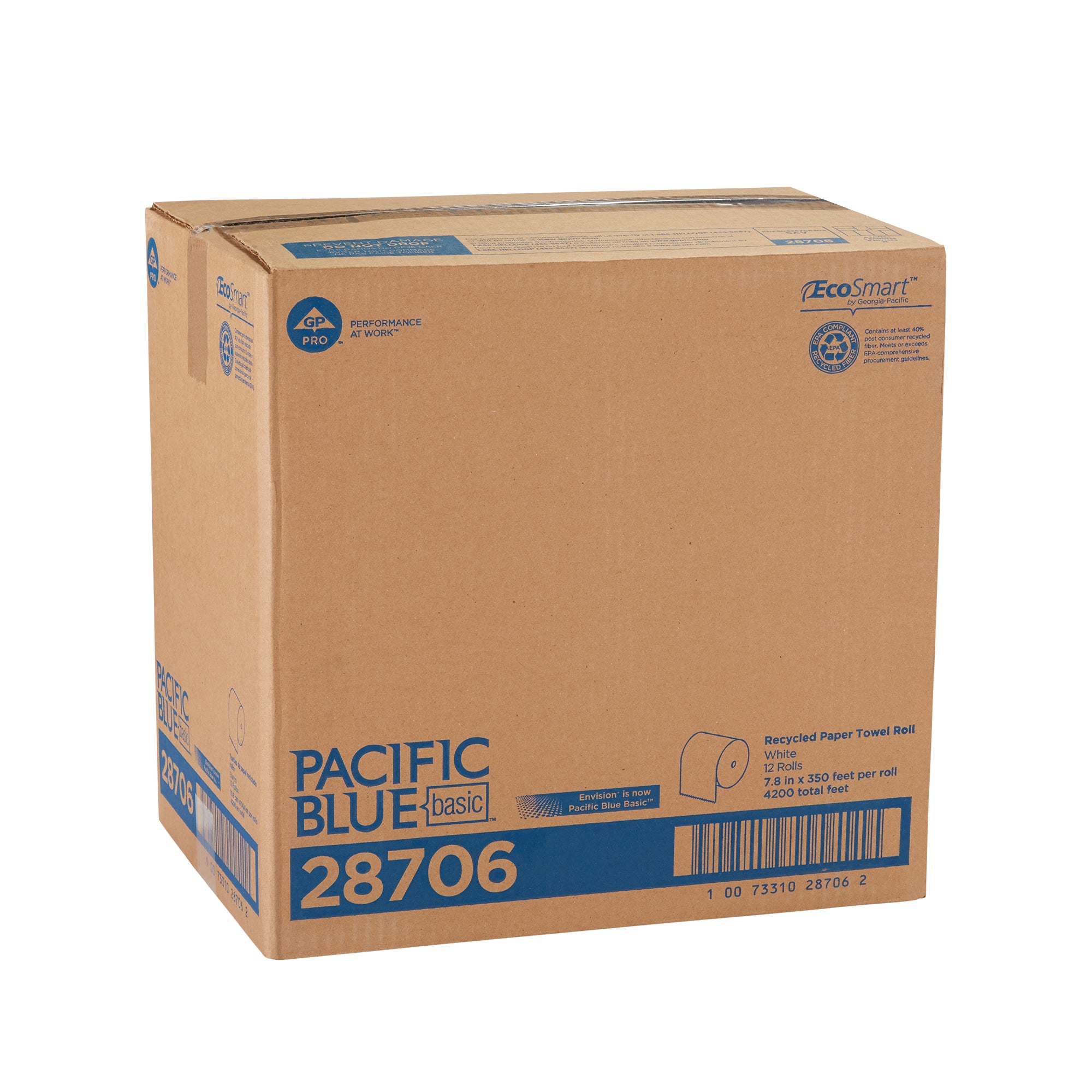 גליל מגבות נייר PACIFIC BLUE BASIC™ של GP PRO (ג'ורג'יה פסיפיק), לבן, (12 גלילים של 106.68 מטרים סהכ 1,280.16 מטרים)