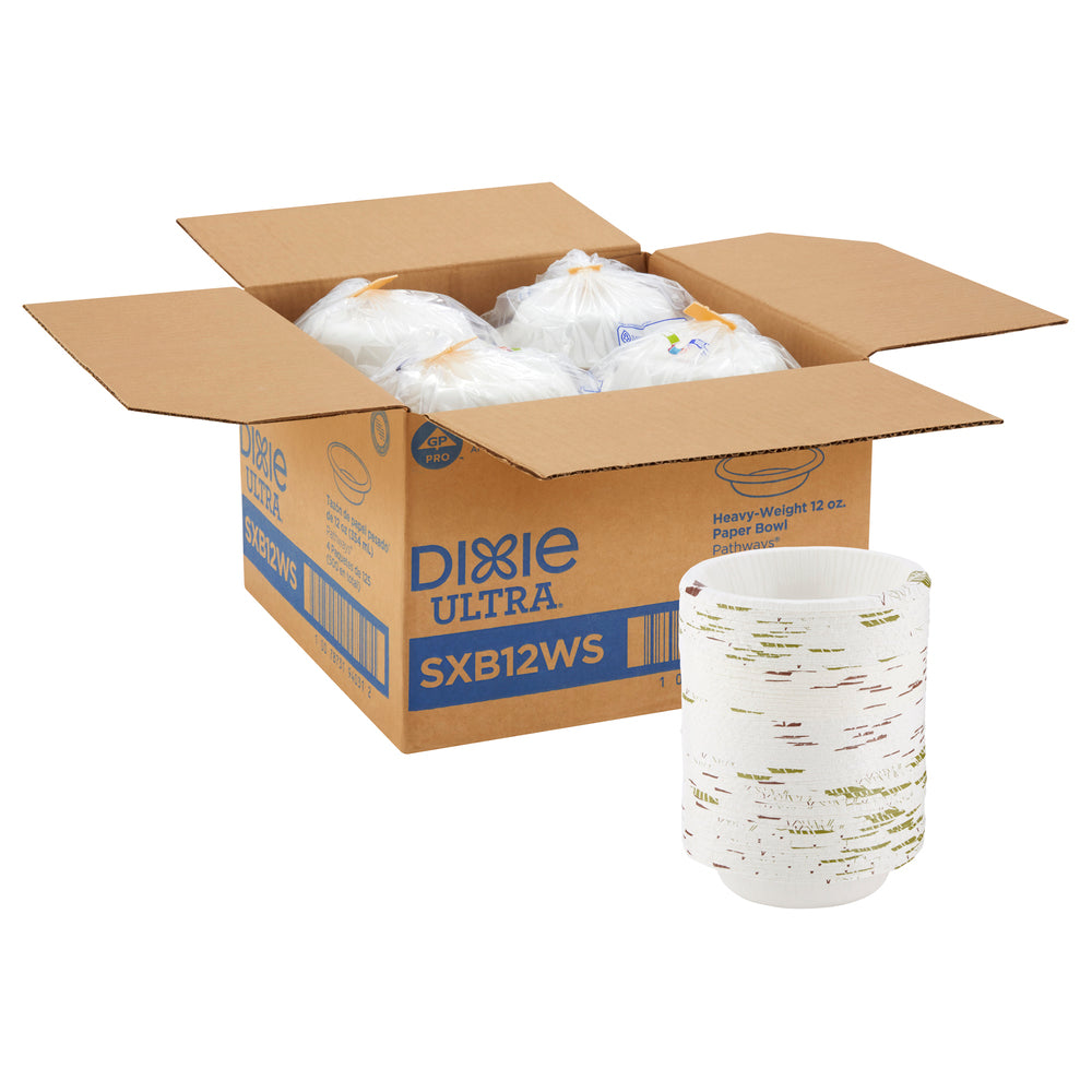 קערות נייר עבות במיוחד DIXIE ULTRA® (12 OZ) מבית GP PRO (ג'ורג'יה פסיפיק), שבילים®, (4 חבילות של 125 קערות סהכ 500 קערות)