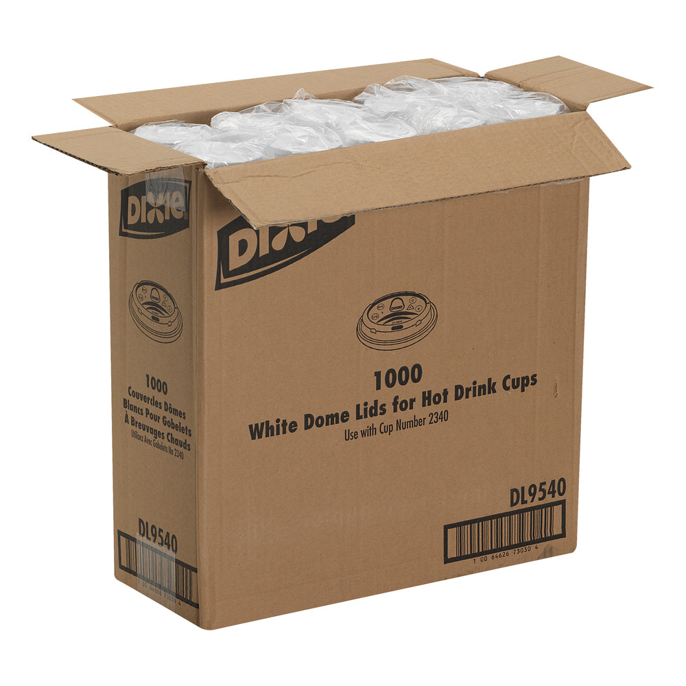 מכסי כוס חמה מפלסטיק DIXIE® DOME מבית GP PRO (ג'ורג'יה-פסיפיק), בינוניים, לבנים, 1,000 מכסים לכל מארז