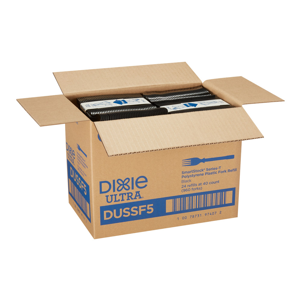 מילוי מזלג פלסטיק מפלסטיק קשיח למתקן GP PRO DIXIE ULTRA® SMARTSTOCK® SERIES-T, שחור, (24 מארזים של 40 חתיכות סהכ 960 חתיכות)