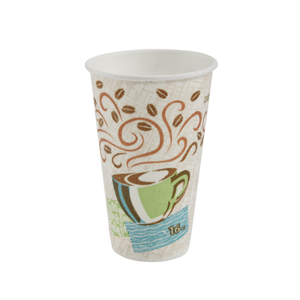 כוסות קפה חמות מנייר עטופות מבודדות של DIXIE® PERFECTOUCH® 16 OZ, מתאימות למכסים גדולים, ערפל קפה, 1,000 כוסות/מארז