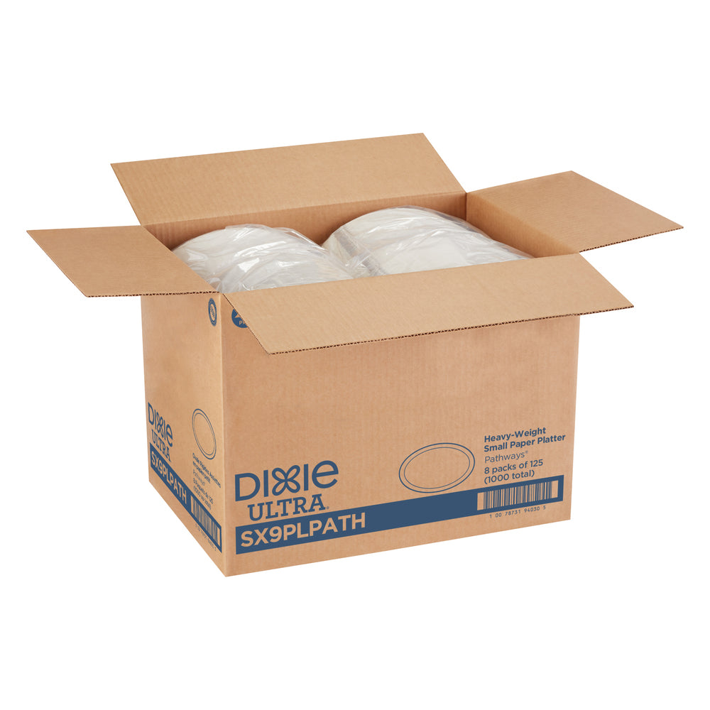 מגשי נייר קטנים עבים במיוחד של DIXIE ULTRA® מבית GP PRO (ג'ורג'יה-פסיפיק), איור עלים®, (8 חבילות של 125 מגשים סהכ 1000 מגשים)
