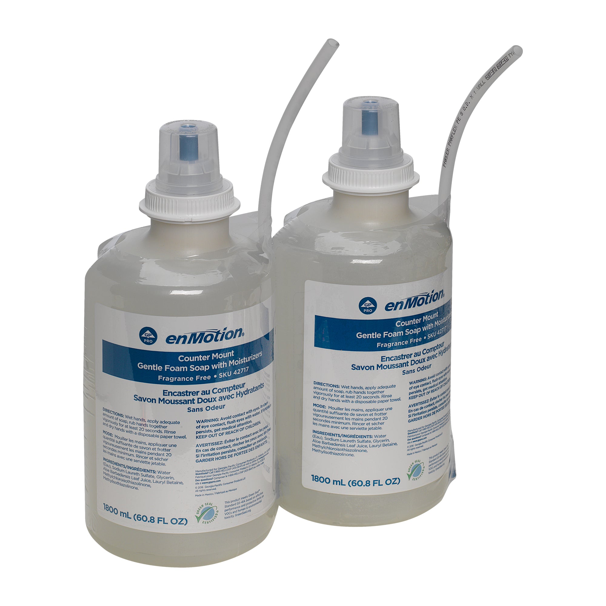 מילוי למתקן סבון עם תושבת לדלפק של ENMOTION® מבית GP PRO (ג'ורג'יה פסיפיק), ללא צבע וניחוח, (2 בקבוקים של 1800 mL סהכ 3600 mL)