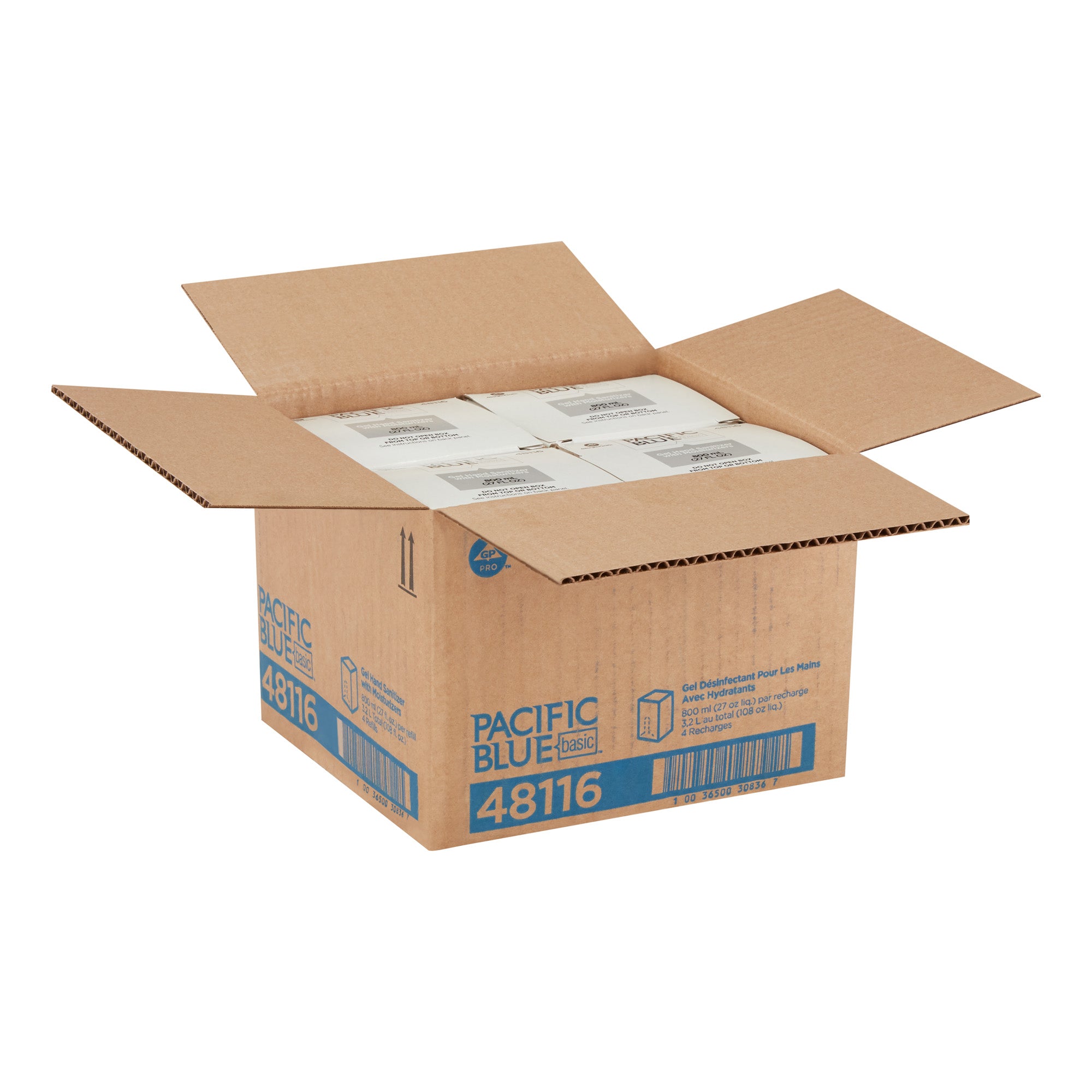 מילוי למתקן סבונים אישיים, חיטוי ג'ל PACIFIC BLUE BASIC™ מאת GP PRO (ג'ורג'יה פסיפיק), ללא צבע וניחוח(4 מילויים של 800 mL סהכ 3,200 mL)