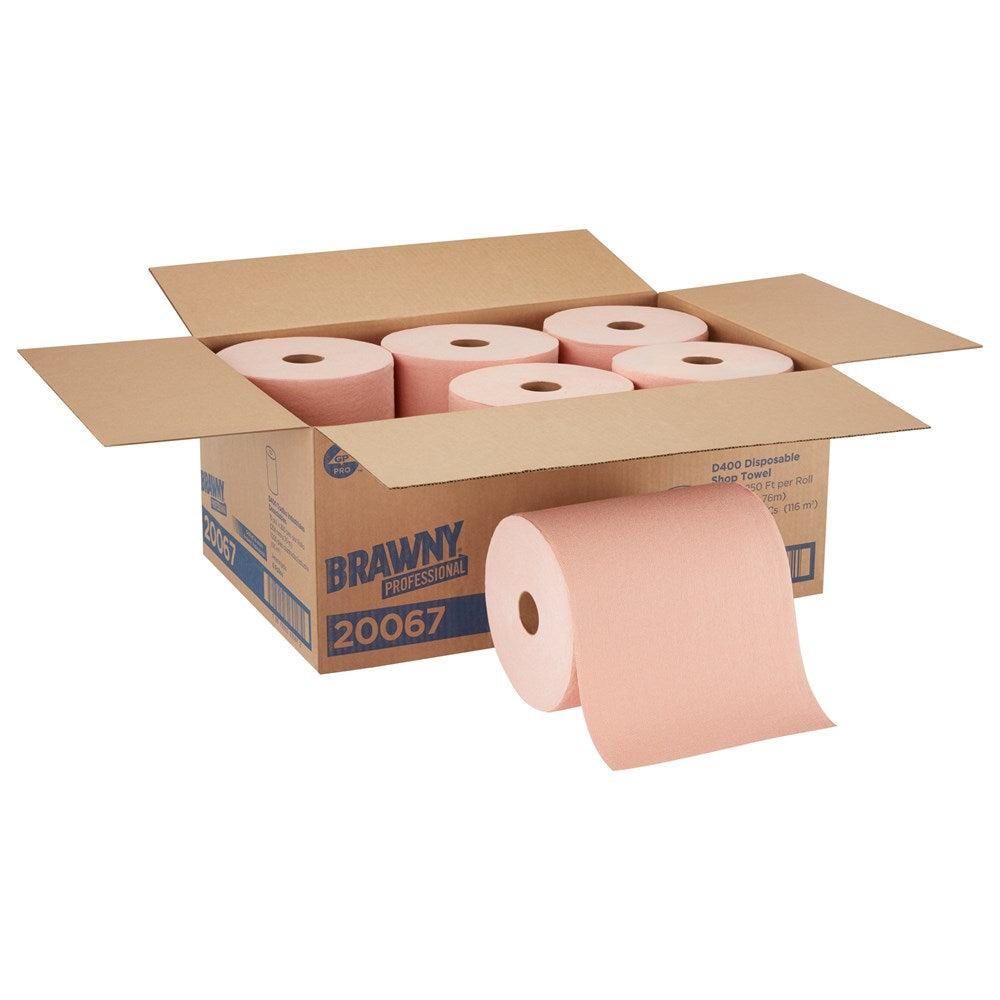 מילוי מגבות חד פעמיות BRAWNY® PROFESSIONAL D400 למתקן 59465 של GP PRO (ג'ורג'יה פסיפיק), כתום, (6 גלילים של 76.20 מטר סהכ 457.20 מטר)