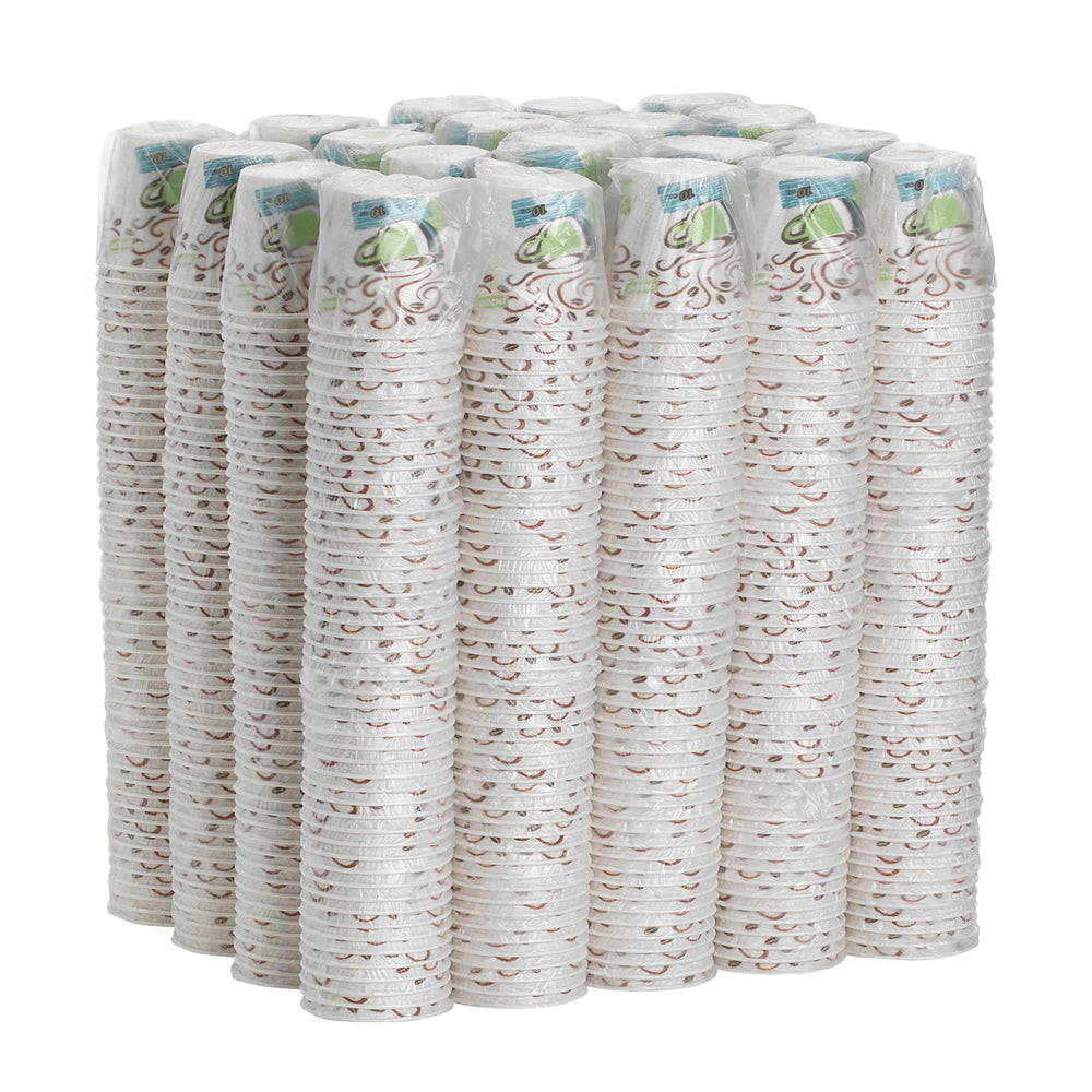 DIXIE® PERFECTOUCH® 10 OZ כוסות קפה חמות מנייר עטופות מבודדות מבית GP PRO, מתאימות למכסים גדולים, ערפל קפה, 1,000 כוסות/מארז