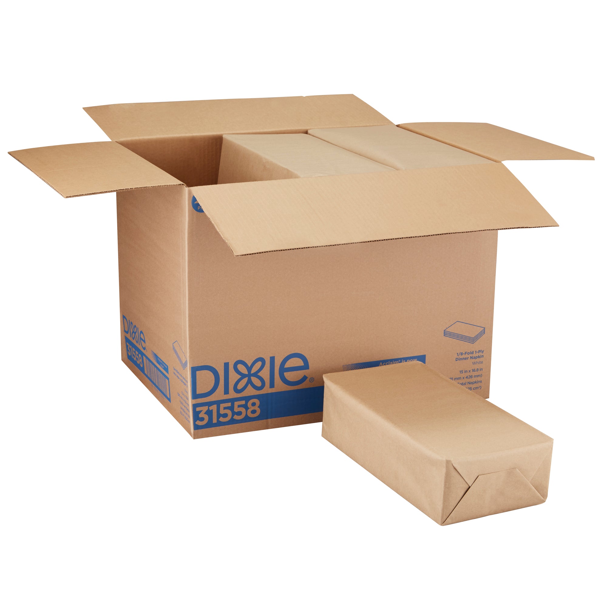 מפית ארוחת ערב חד שכבתית של DIXIE® קיפול 1/8 מבית GP PRO (ג'ורג'יה פסיפיק), 15 ˟ 16.8 אינץ', לבן, 4,200 מפיות בקופסה