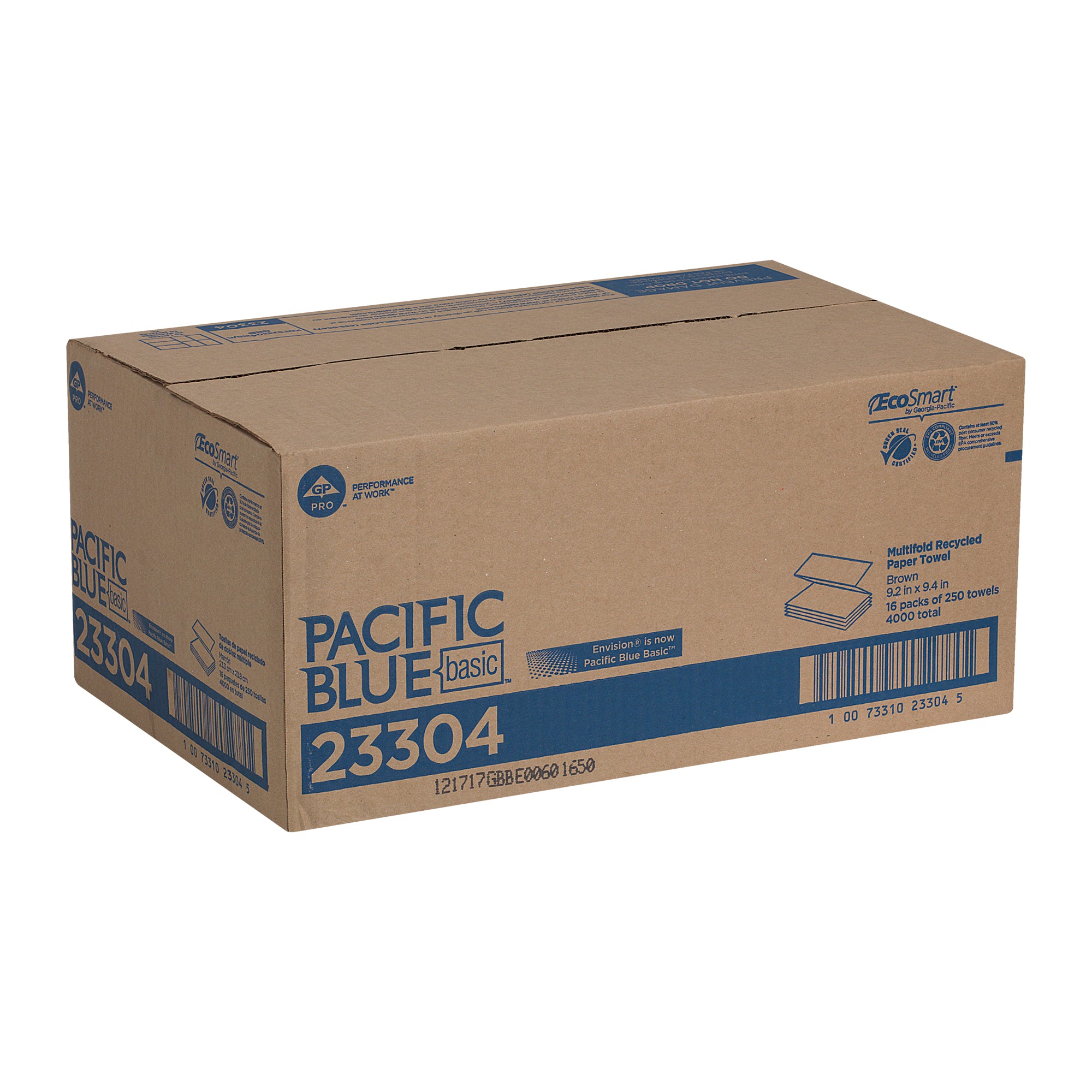 PACIFIC BLUE BASIC™ מגבת נייר ממוחזרת מרובת שכבות מבית GP PRO (ג'ורג'יה פסיפיק), חומה, מארז 4,000 מגבות