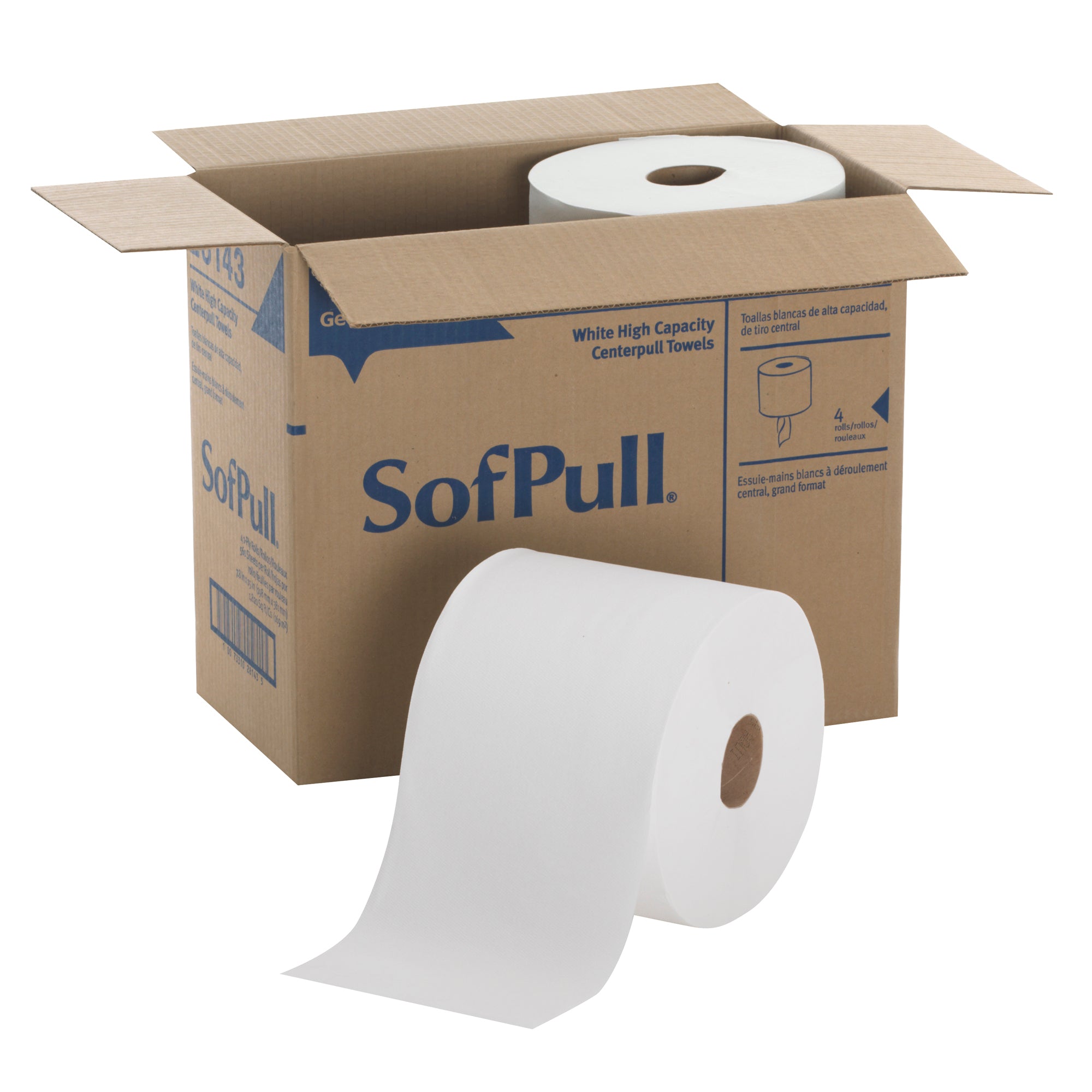 מגבות נייר SOFPULL® CENTERPULL בעלות קיבולת גבוהה מבית GP PRO (ג'ורג'יה פסיפיק), לבן, (4 גלילים של 213.15 מטרים סהכ 852.59 מטרים) 2,240 גליונות למארז