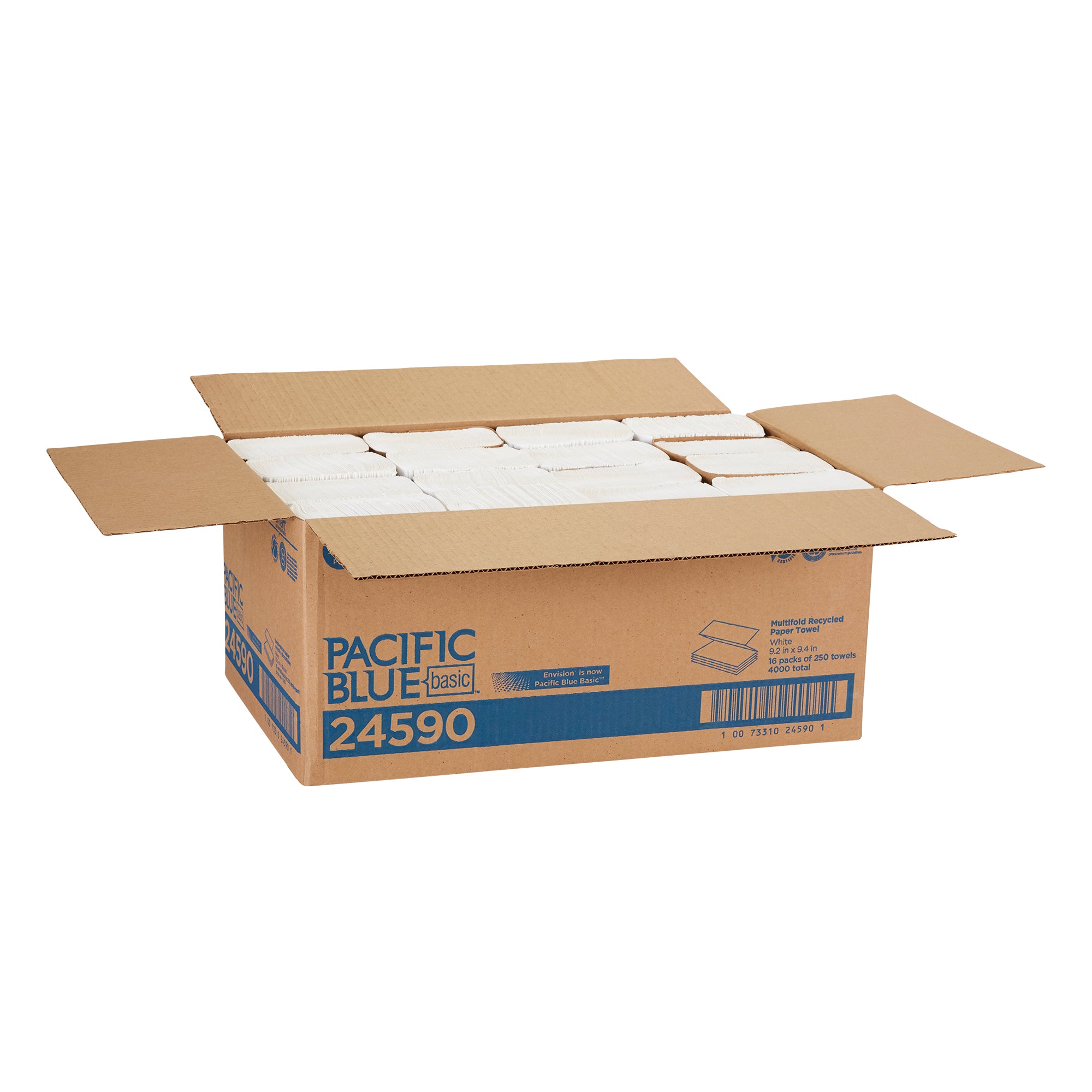 PACIFIC BLUE BASIC™ מגבת נייר ממוחזרת מרובת שכבות מבית GP PRO (ג'ורג'יה פסיפיק), לבן, (16 חבילות של 250 גליונות סהכ 4000 גליונות)