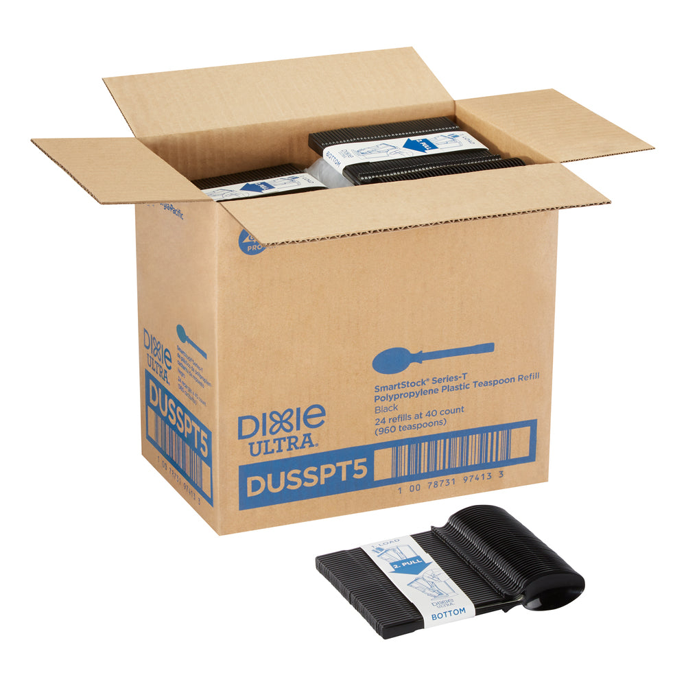 מילוי כפית מפוליפרופילן למתקן GP PRO DIXIE ULTRA® SMARTSTOCK® SERIES-T, שחור, 960 כפיות לכל מארז