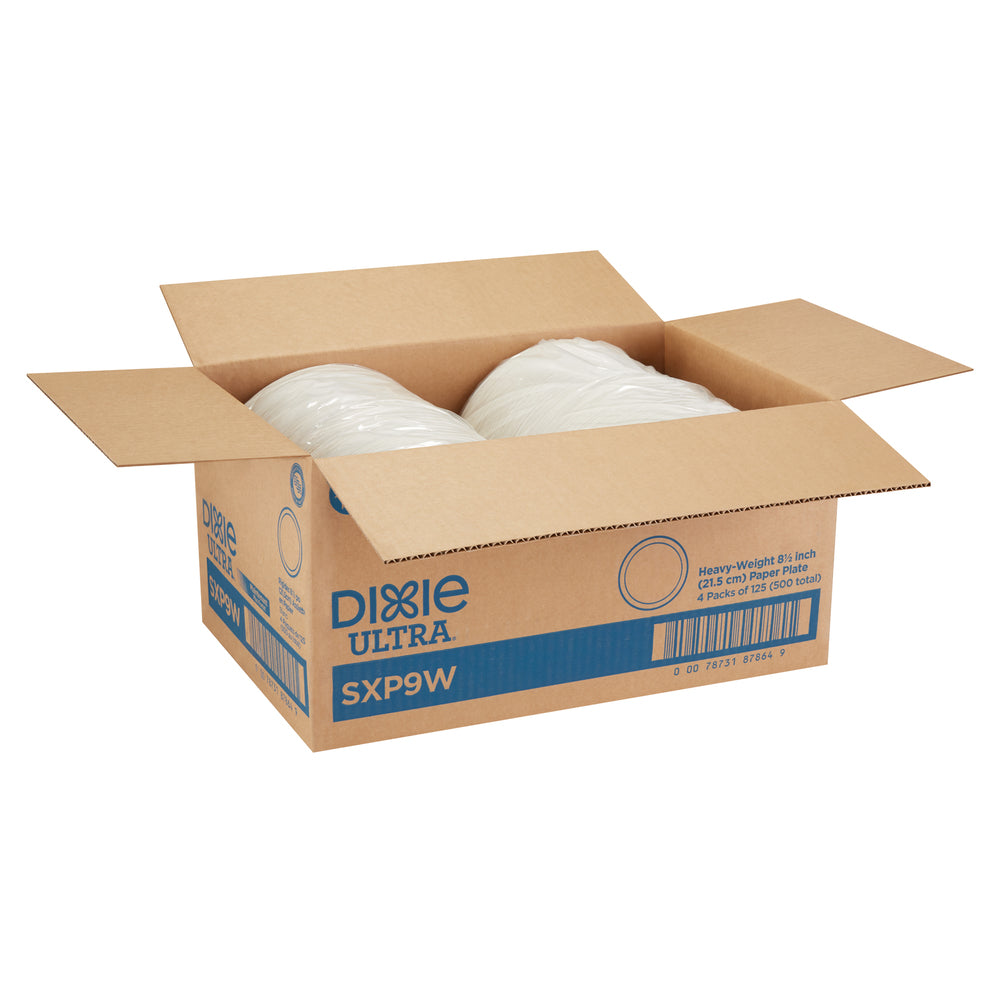 צלחות נייר עבות במיוחד (IN 8 1/2) מסדרת DIXIE ULTRA® מבית GP PRO (ג'ורג'יה-פסיפיק), לבן, (4 חבילות של 125 צלחות סהכ 500 צלחות)
