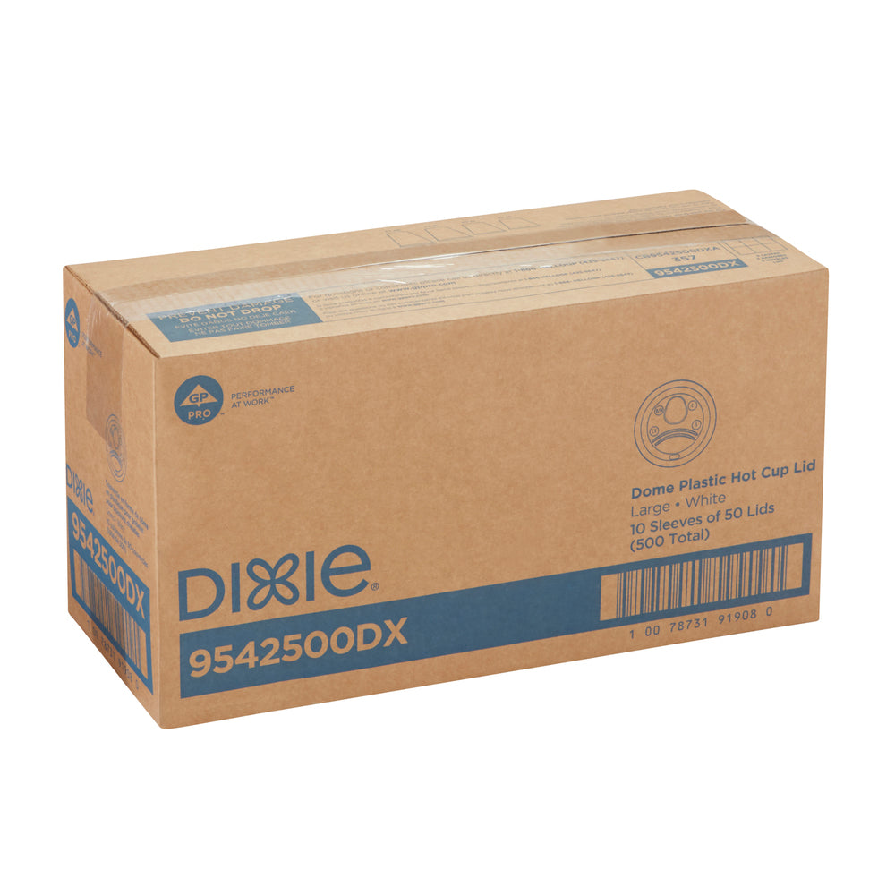 מכסי כוס חמה מפלסטיק DIXIE® DOME מבית GP PRO (ג'ורג'יה-פסיפיק), גדולים, לבנים, 500 מכסים לכל מארז