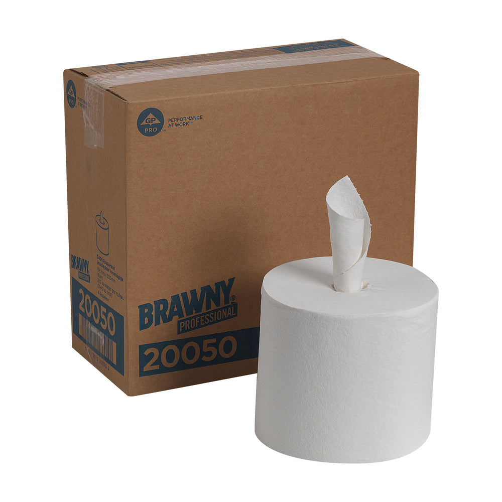 מגבות ניקוי חד פעמיות BRAWNY® PROFESSIONAL D400 מבית GP PRO (ג'ורג'יה פסיפיק), לבן, (4 גלילים של 218.76 מטר סהכ 875.03 מטר) 1040 מגבות למארז