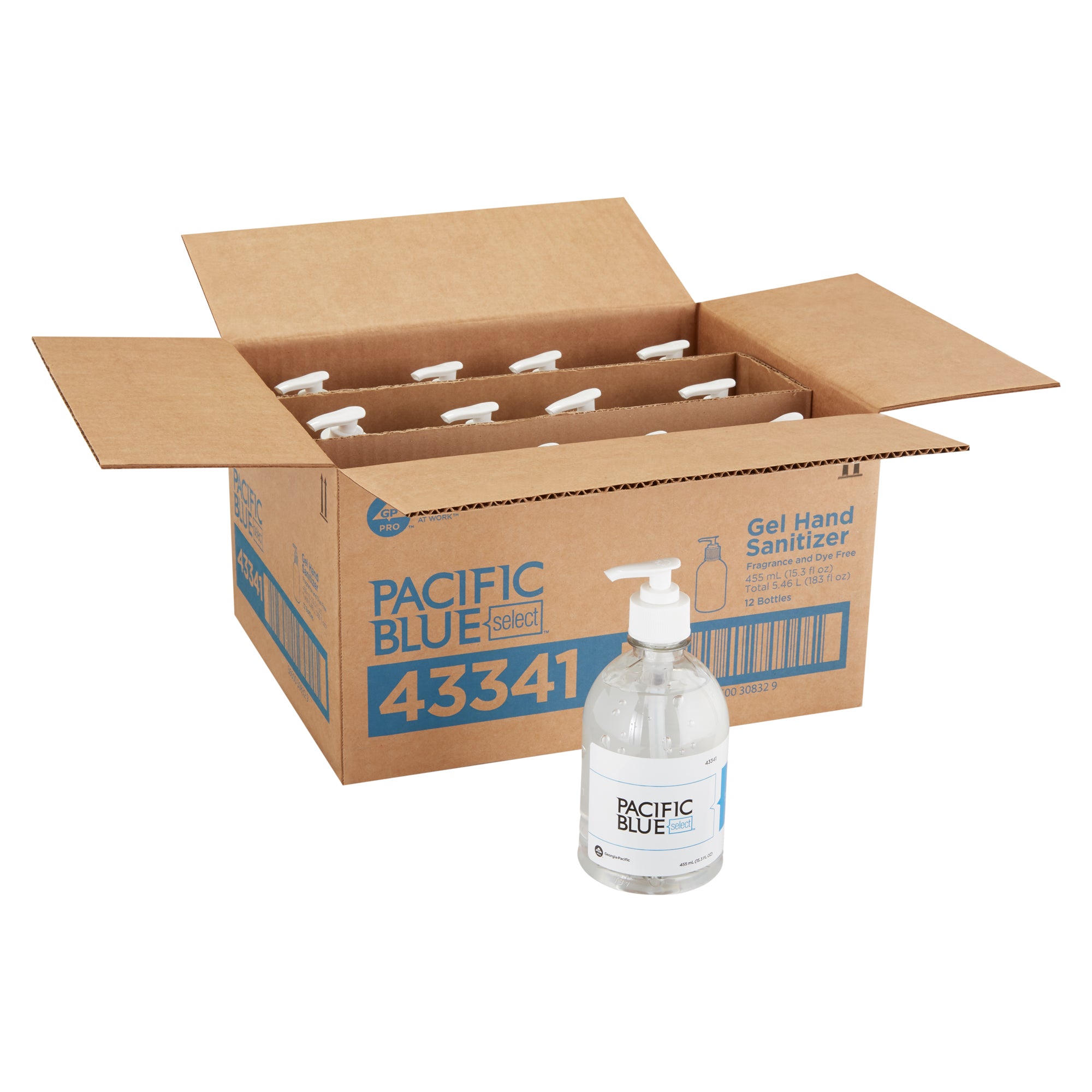 חומר חיטוי ידיים בג'ל PACIFIC BLUE BASIC™ מבית GP PRO (ג'ורג'יה פסיפיק), ללא צבע וניחוח, (12 בקבוקים של 45 mL סהכ 540 mL)