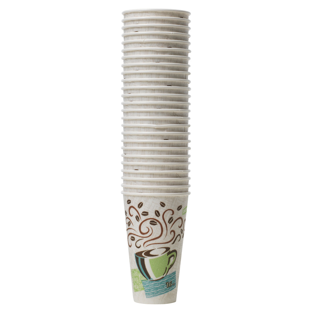 כוסות קפה חם מנייר מבודד DIXIE® PERFECTOUCH® 16 OZ מבית GP PRO (ג'ורג'יה פסיפיק), מתאימות למכסים גדולים, ערפל קפה, 500 כוסות לכל מארז