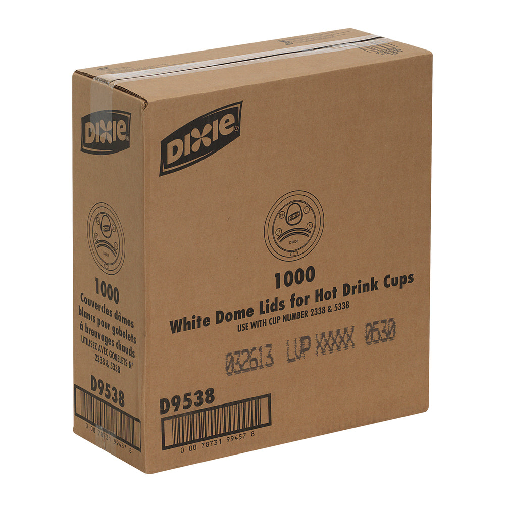 מכסי כוס חמה מפלסטיק DIXIE® DOME מבית GP PRO (ג'ורג'יה פסיפיק), קטנים, לבנים, 1,000 מכסים לכל מארז
