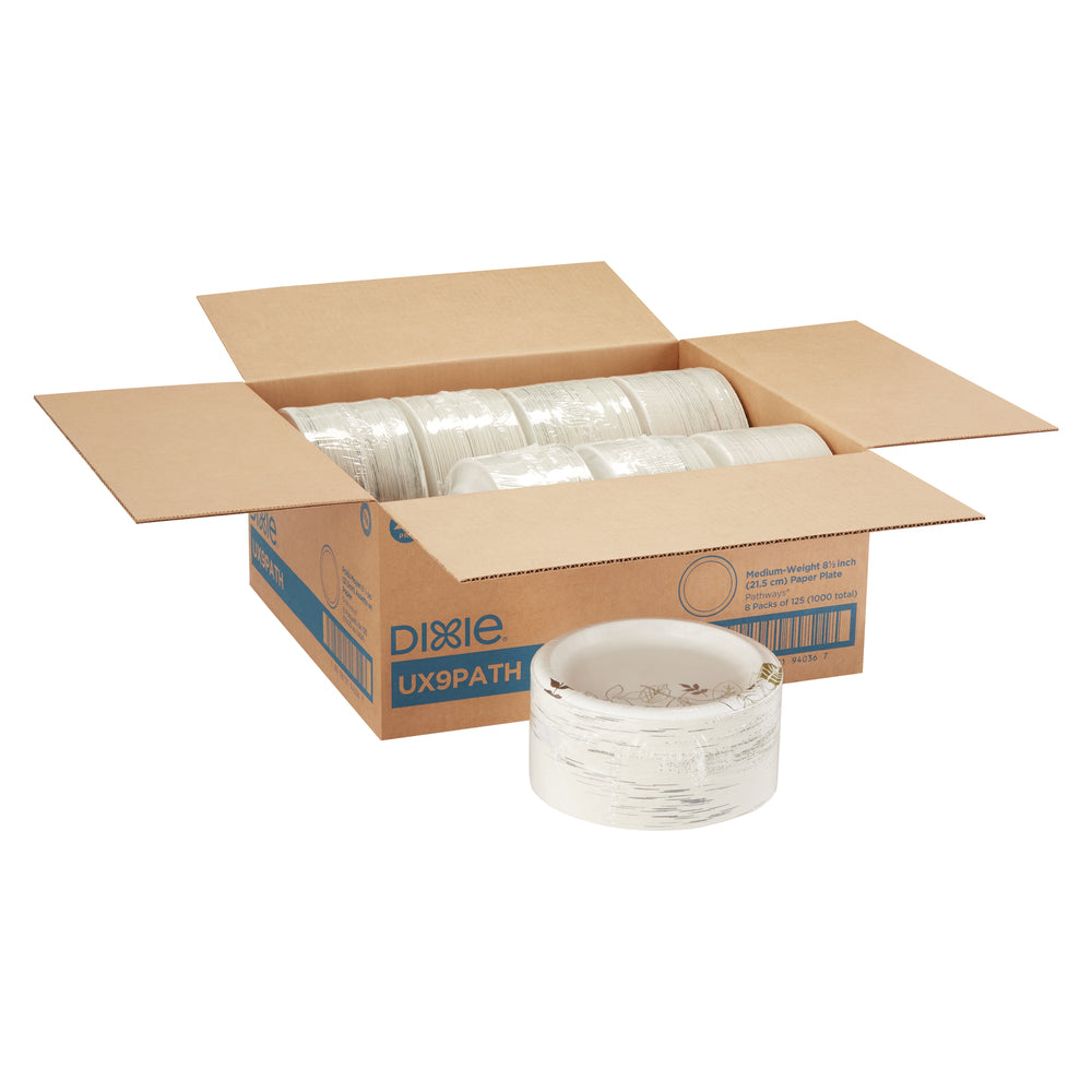 צלחות נייר עבות (IN 8 1/2) מסדרת DIXIE® מבית GP PRO (ג'ורג'יה-פסיפיק), איור עלים®, 1,000 צלחות לכל מארז